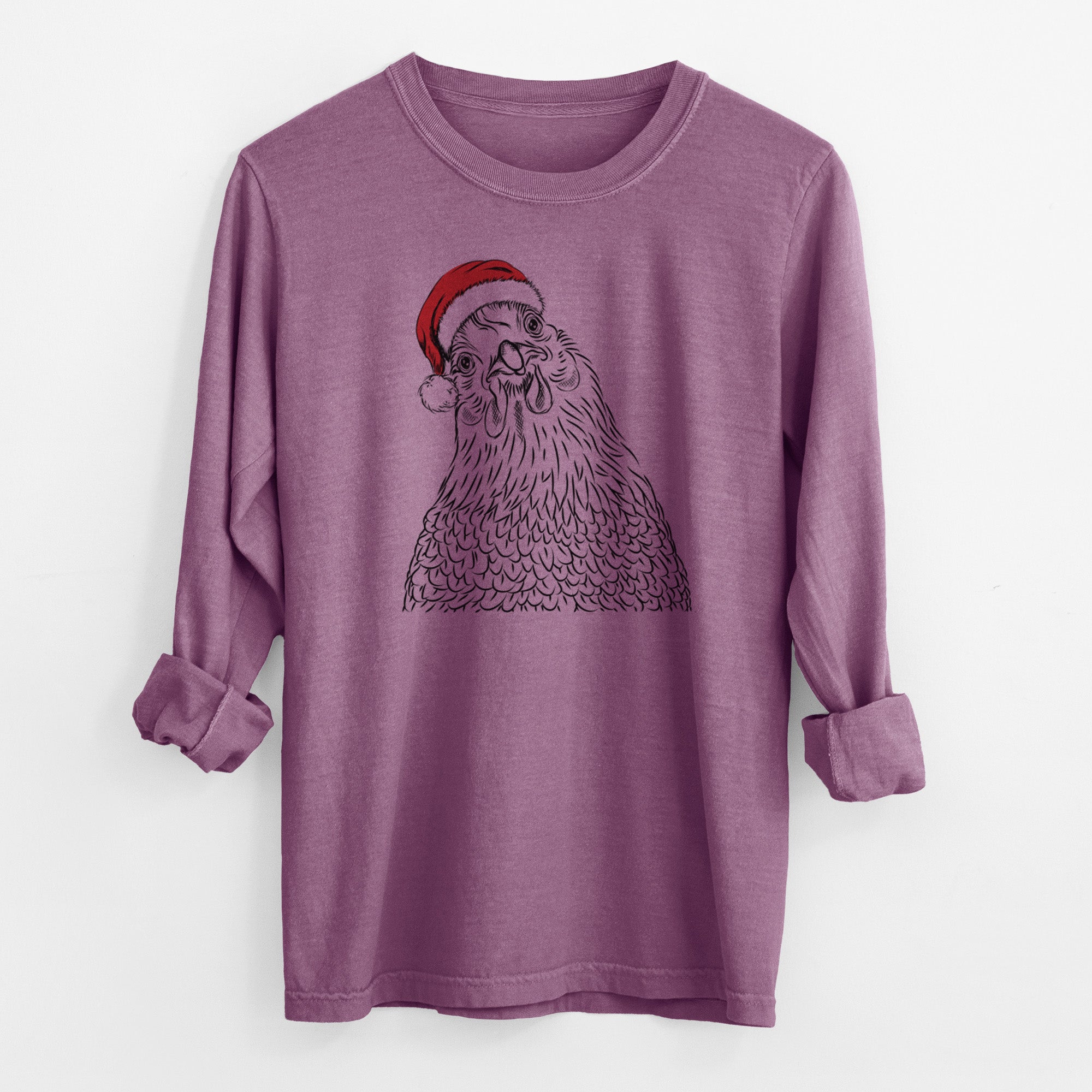 Santa Henrietta the Chicken - Men's Heavyweight 100% Cotton Long Sleeve