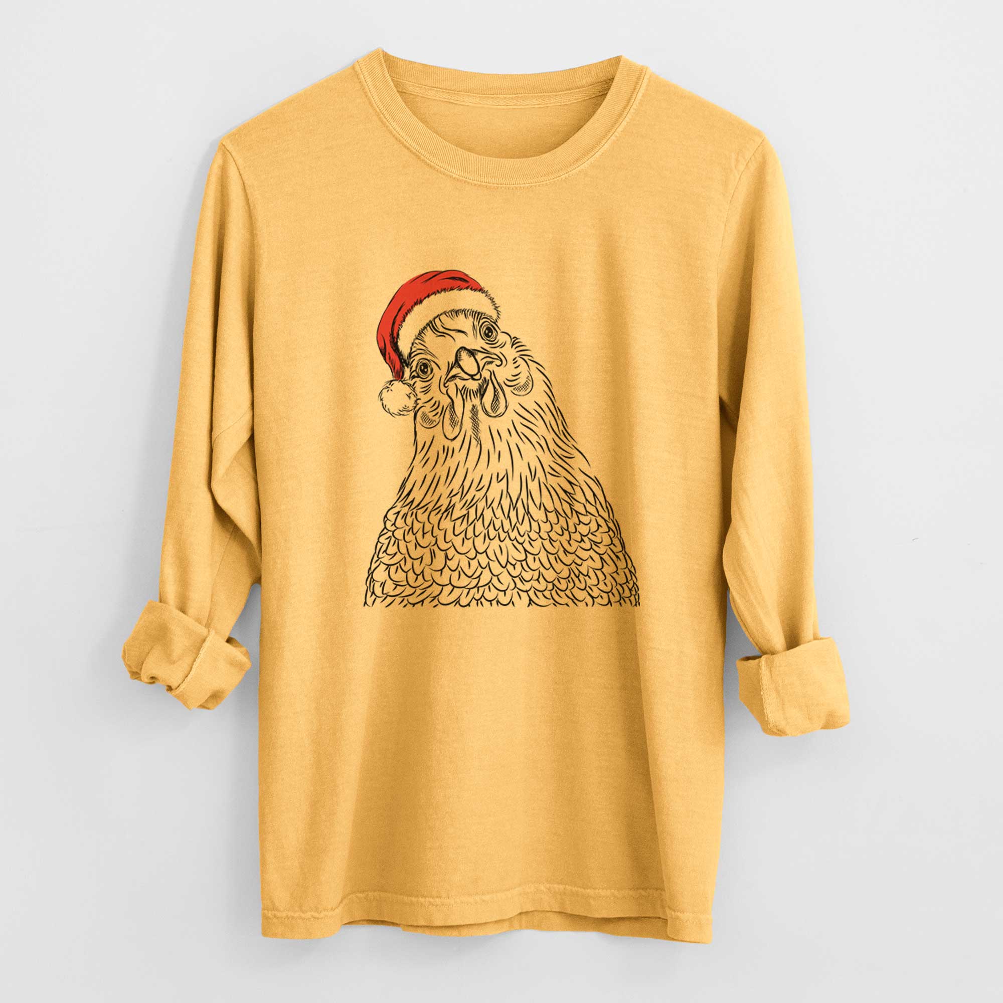 Santa Henrietta the Chicken - Men's Heavyweight 100% Cotton Long Sleeve