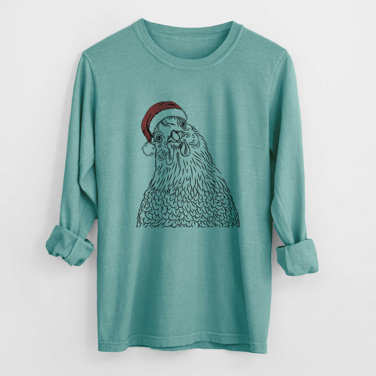 Santa Henrietta the Chicken - Men's Heavyweight 100% Cotton Long Sleeve