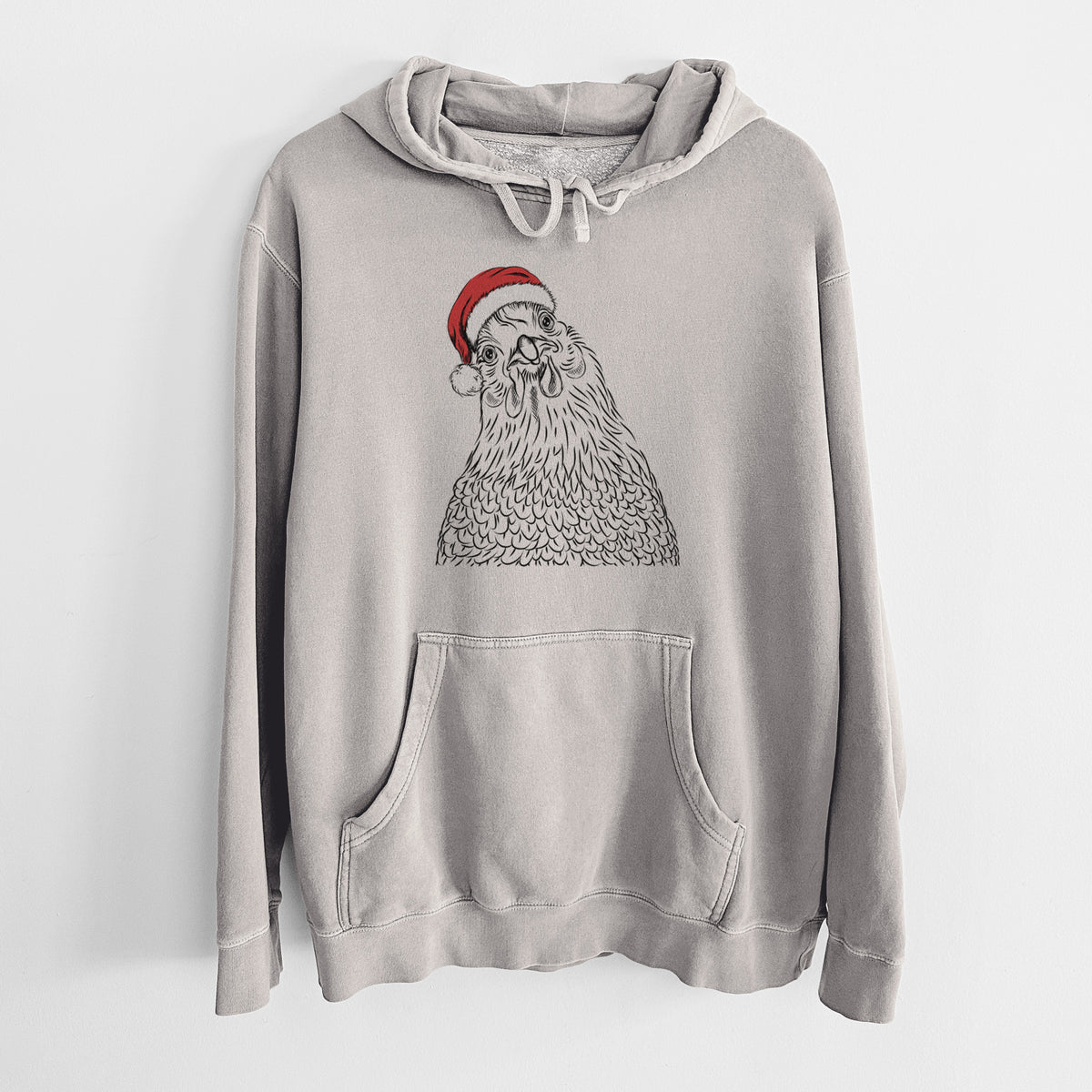 Santa Hat Henrietta the Chicken - Unisex Pigment Dyed Hoodie