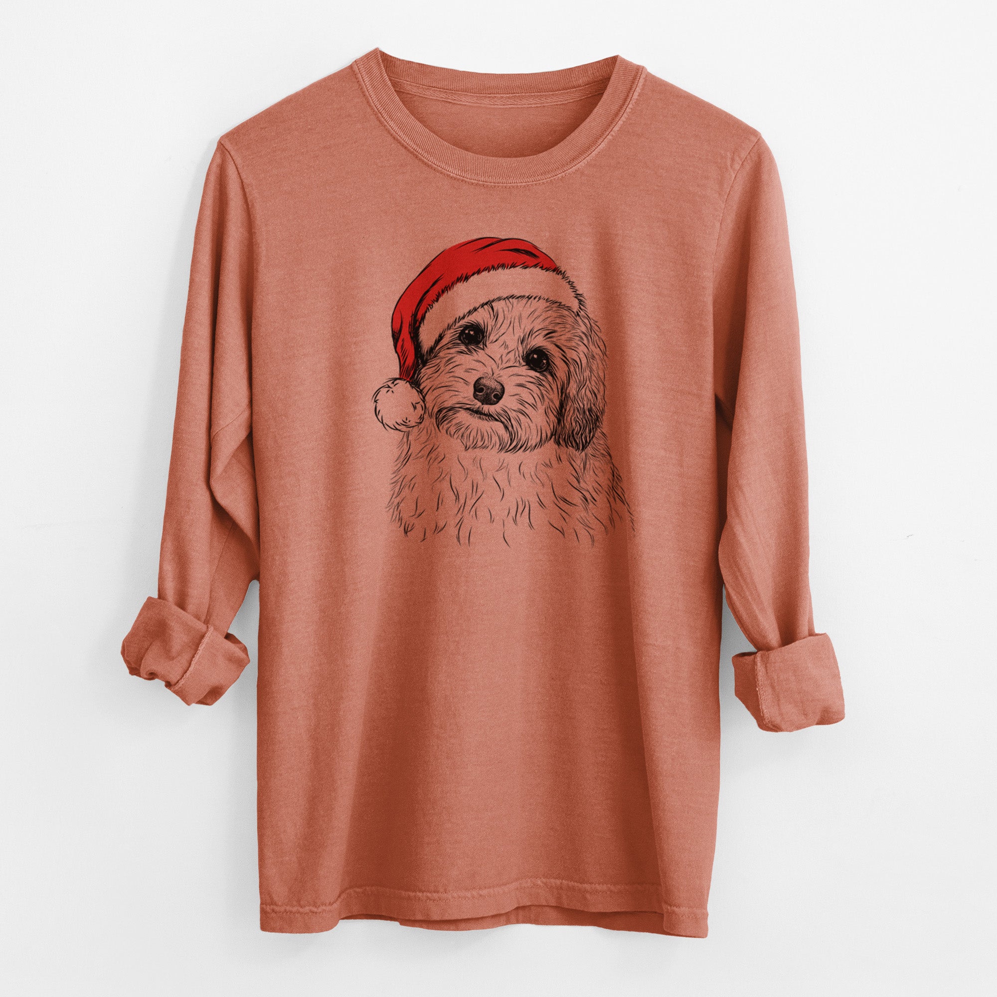 Santa Henry the Havanese - Men's Heavyweight 100% Cotton Long Sleeve