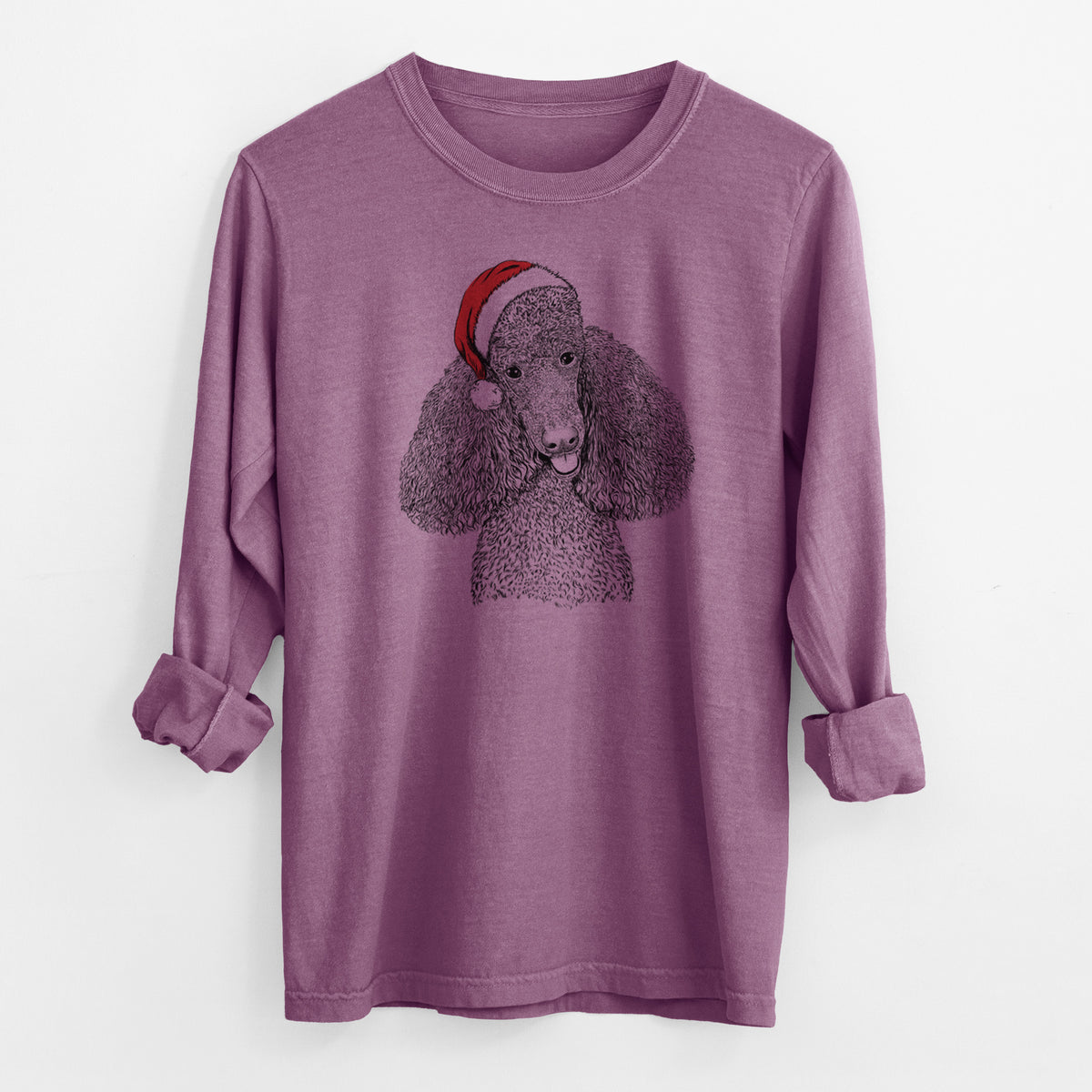 Santa Henry the Standard Poodle - Men's Heavyweight 100% Cotton Long Sleeve