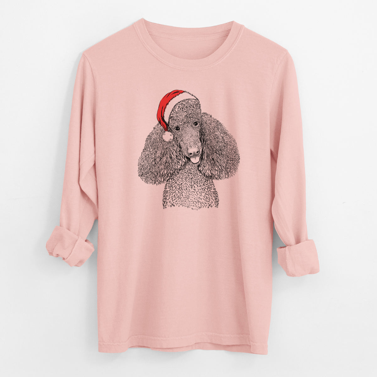 Santa Henry the Standard Poodle - Men's Heavyweight 100% Cotton Long Sleeve