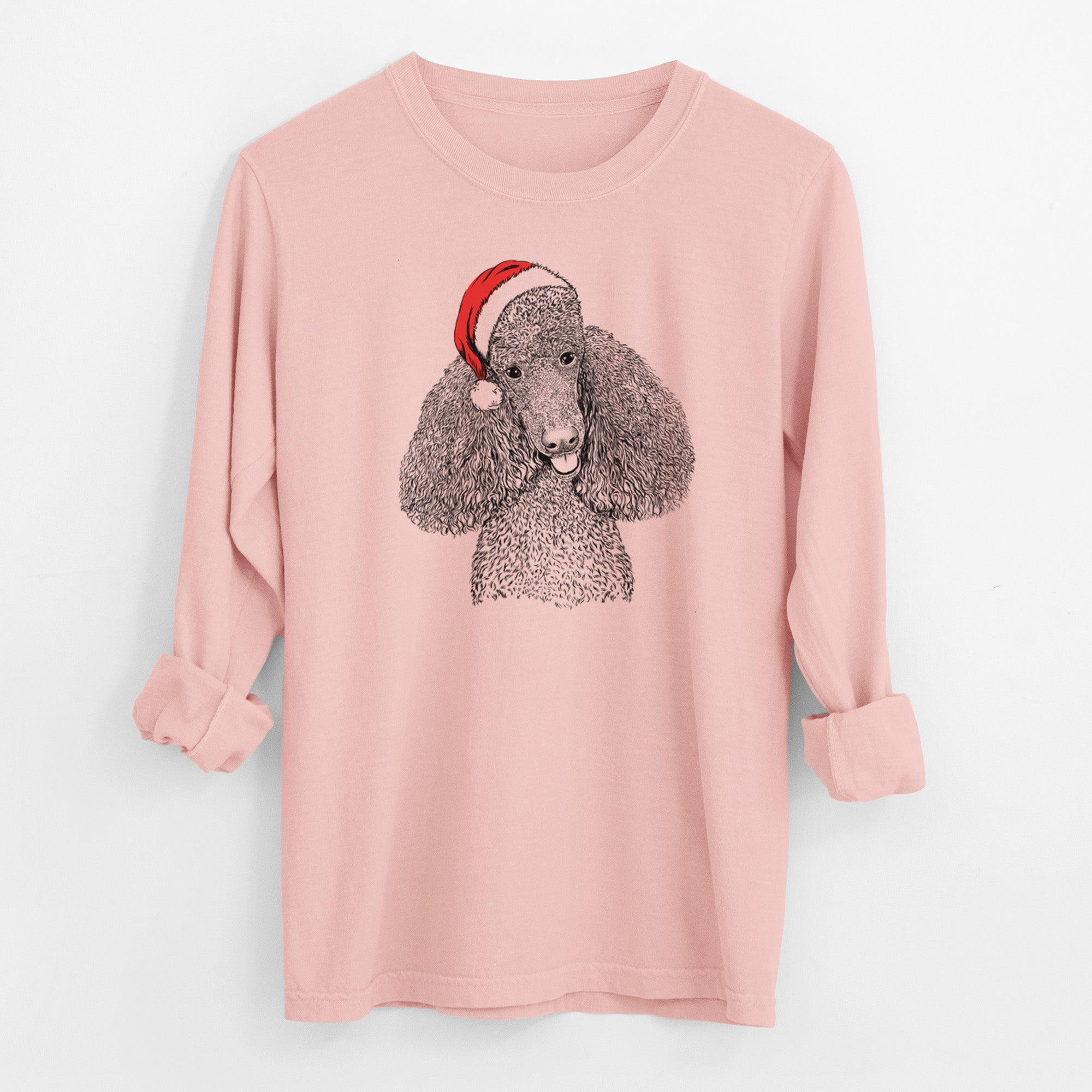 Santa Henry the Standard Poodle - Men's Heavyweight 100% Cotton Long Sleeve
