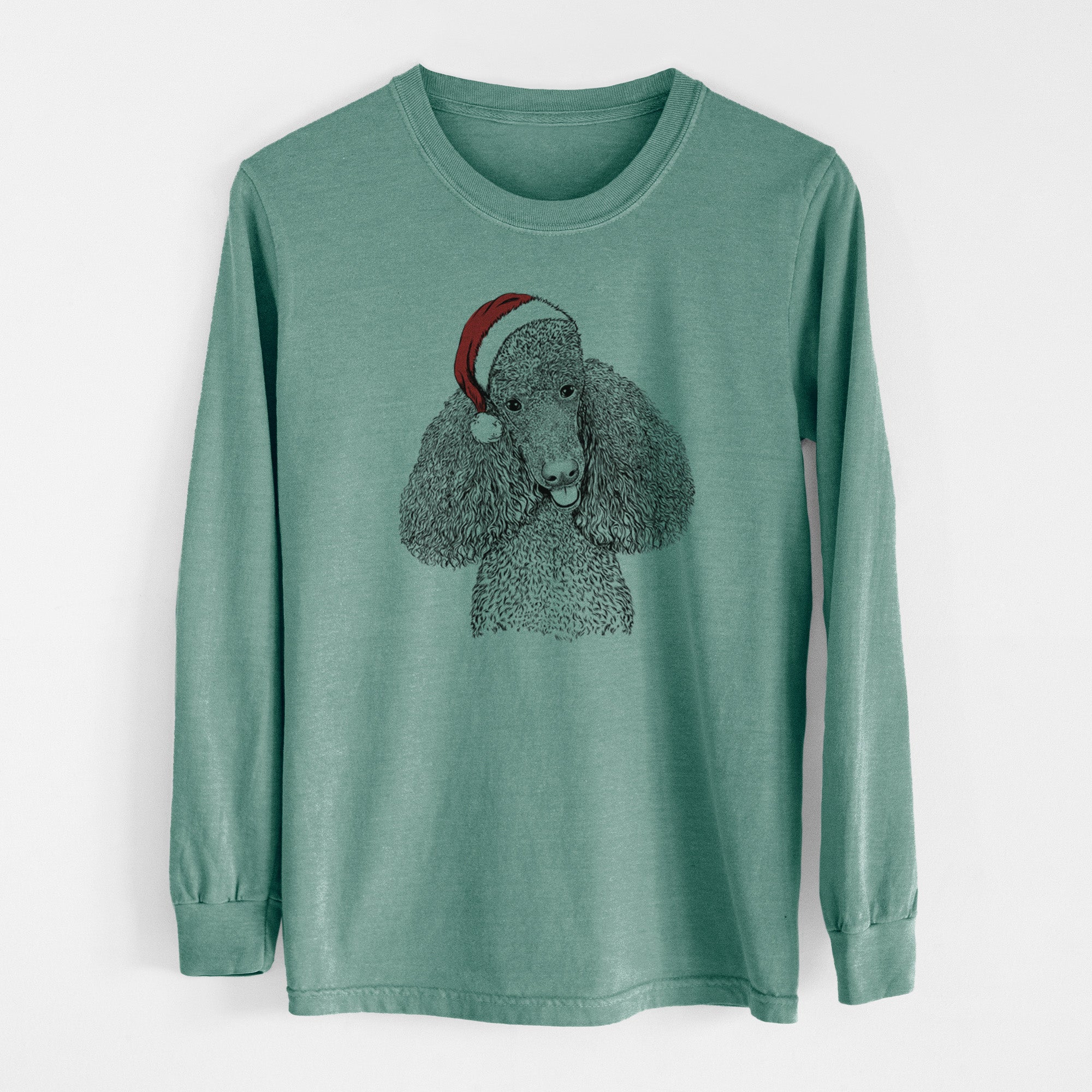 Santa Henry the Standard Poodle - Men's Heavyweight 100% Cotton Long Sleeve