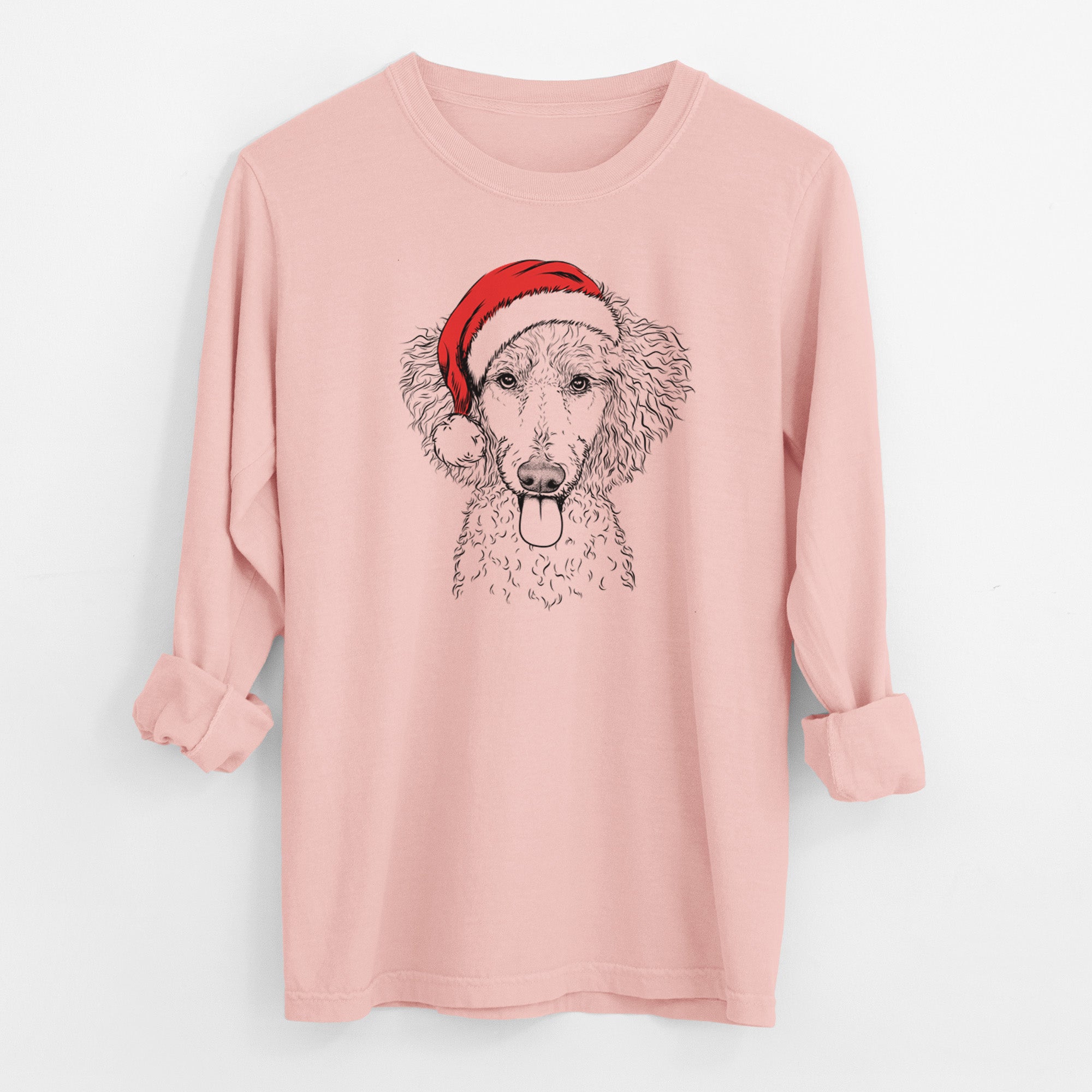 Santa Henry the White Standard Poodle - Men's Heavyweight 100% Cotton Long Sleeve