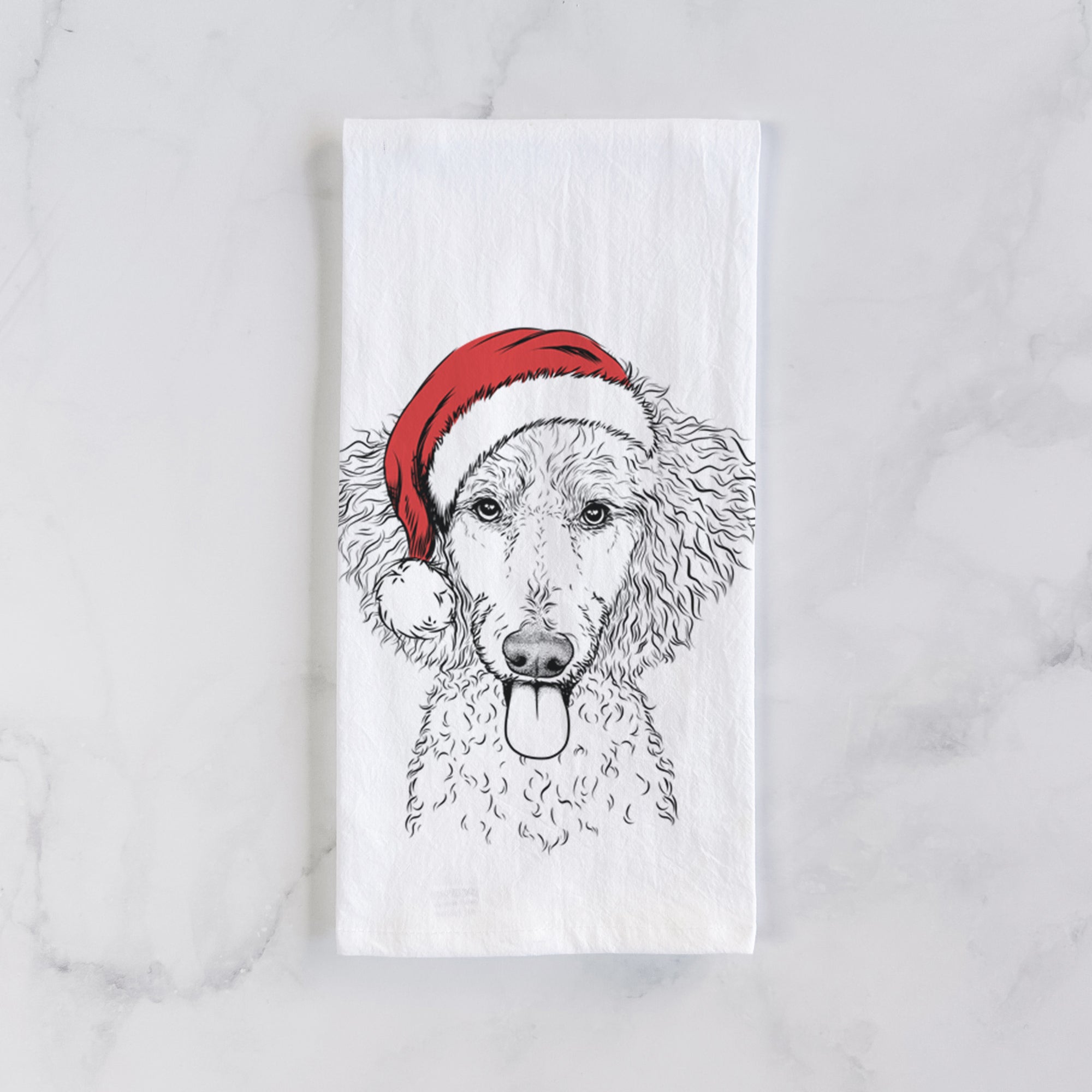 Henry the White Standard Poodle Tea Towel