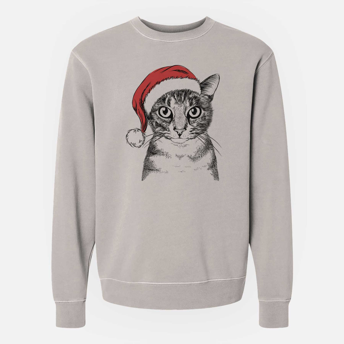 Santa Hobbes the Tabby Cat - Unisex Pigment Dyed Crew Sweatshirt