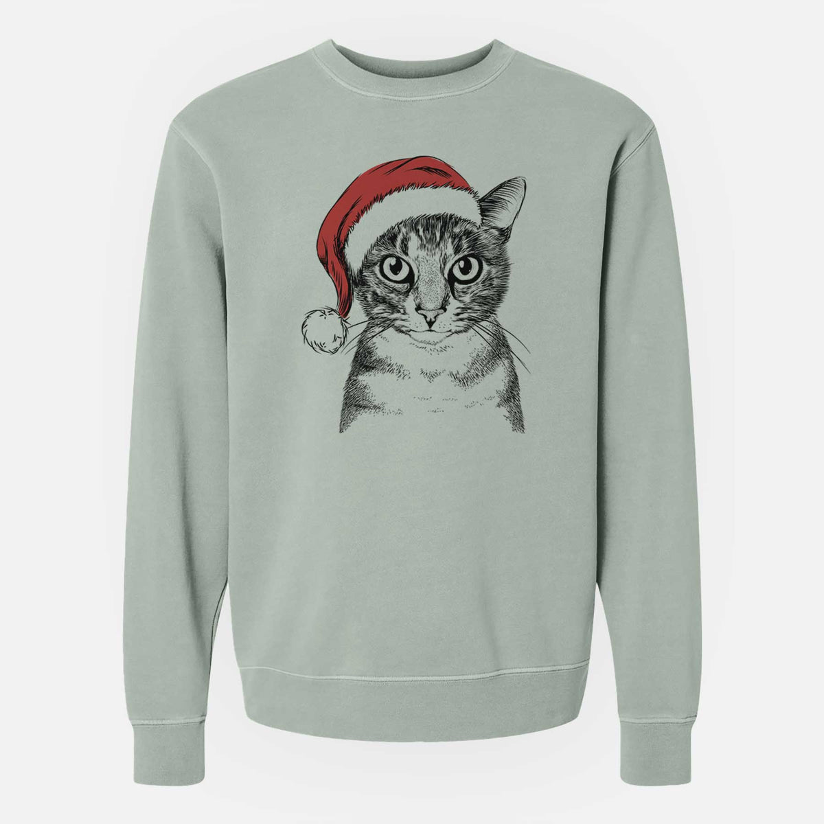 Santa Hobbes the Tabby Cat - Unisex Pigment Dyed Crew Sweatshirt