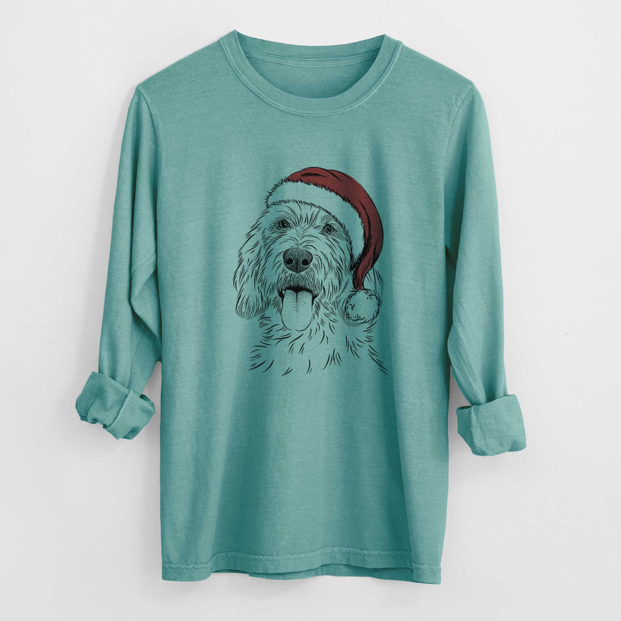 Santa Homer the Grand Basset Griffon Vendeen - Men's Heavyweight 100% Cotton Long Sleeve