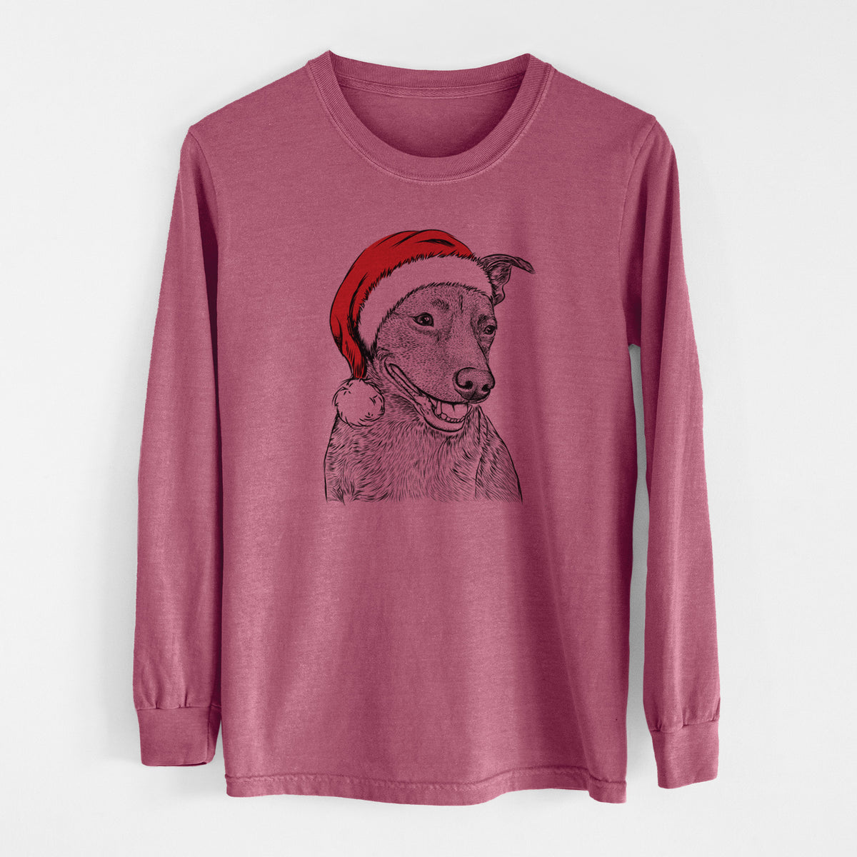 Santa Honey the Lab Pit Mix - Men&#39;s Heavyweight 100% Cotton Long Sleeve