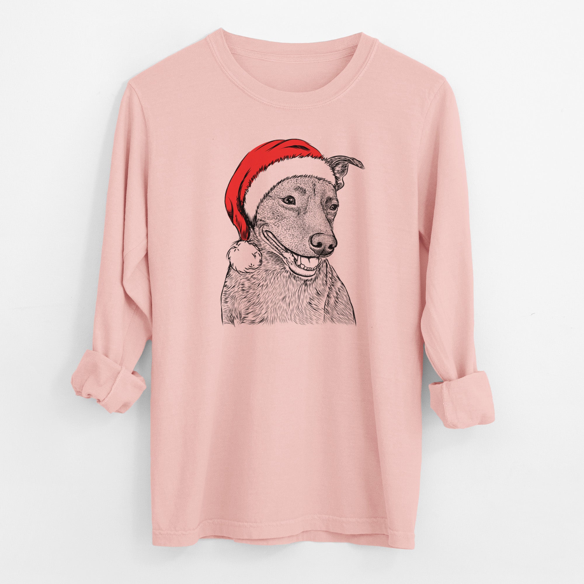 Santa Honey the Lab Pit Mix - Men's Heavyweight 100% Cotton Long Sleeve