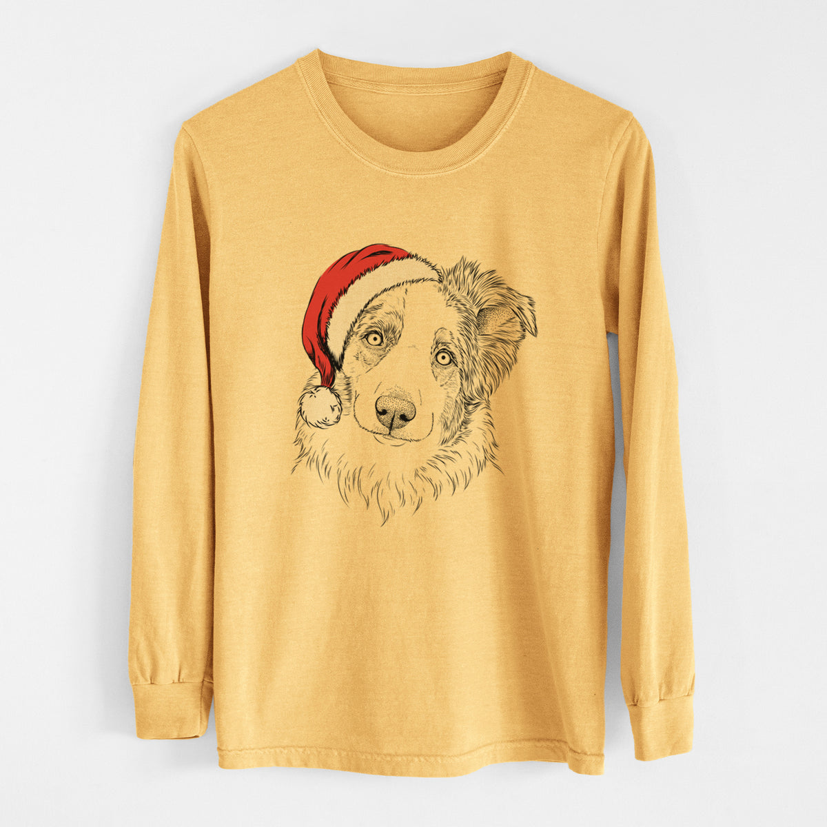 Santa HoneyBee the Miniature Australian Shepherd - Heavyweight 100% Cotton Long Sleeve