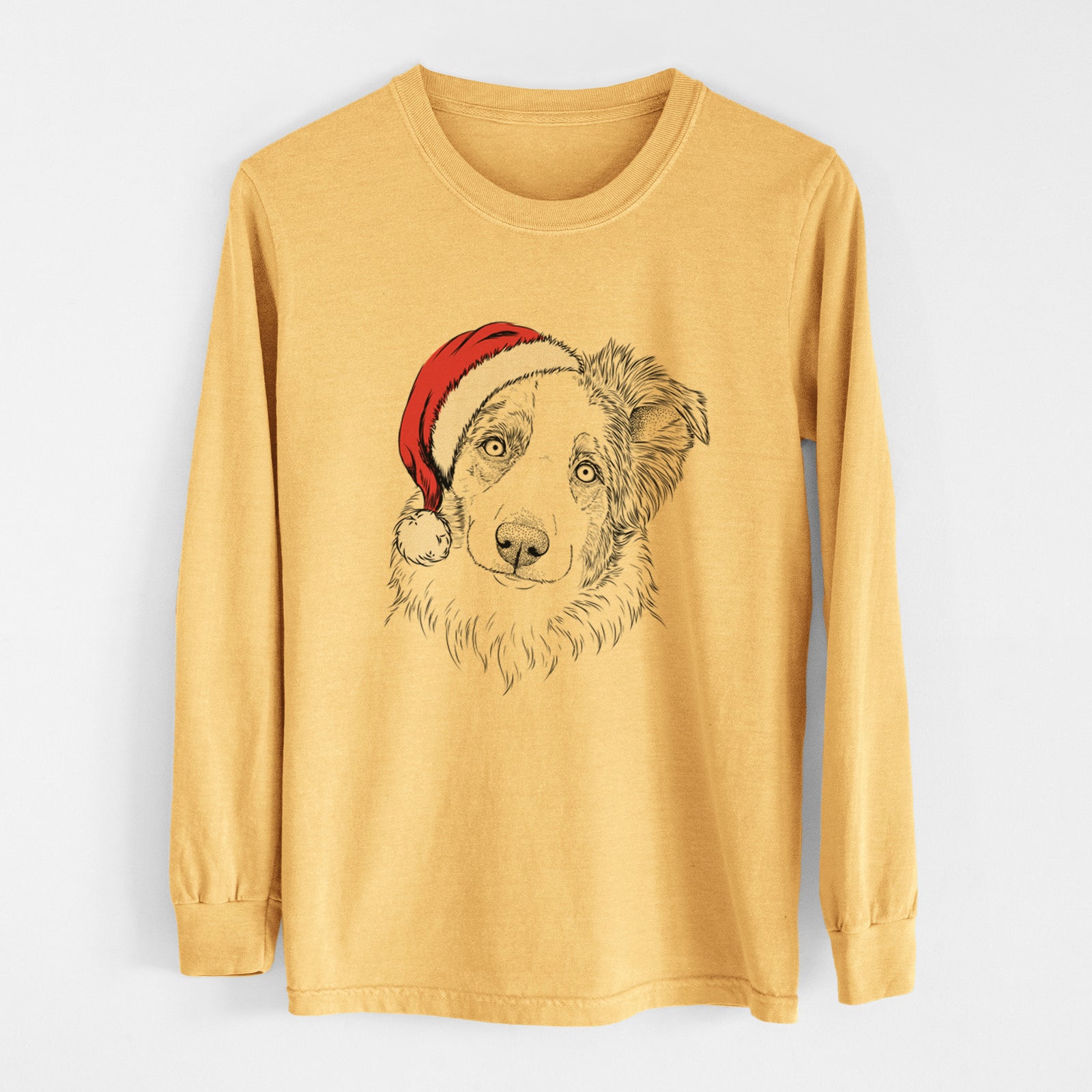 Santa HoneyBee the Miniature Australian Shepherd - Heavyweight 100% Cotton Long Sleeve