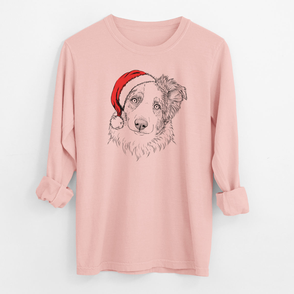 Santa HoneyBee the Miniature Australian Shepherd - Men's Heavyweight 100% Cotton Long Sleeve