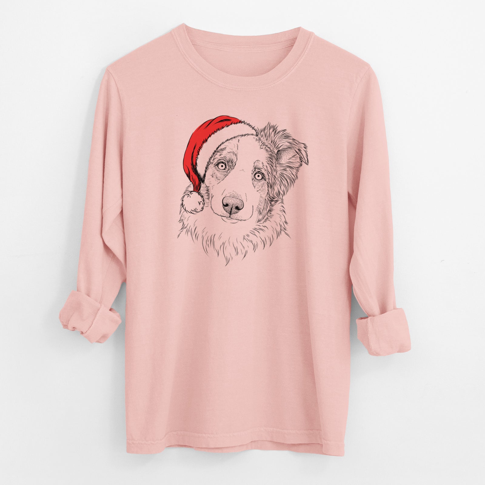 Santa HoneyBee the Miniature Australian Shepherd - Men's Heavyweight 100% Cotton Long Sleeve