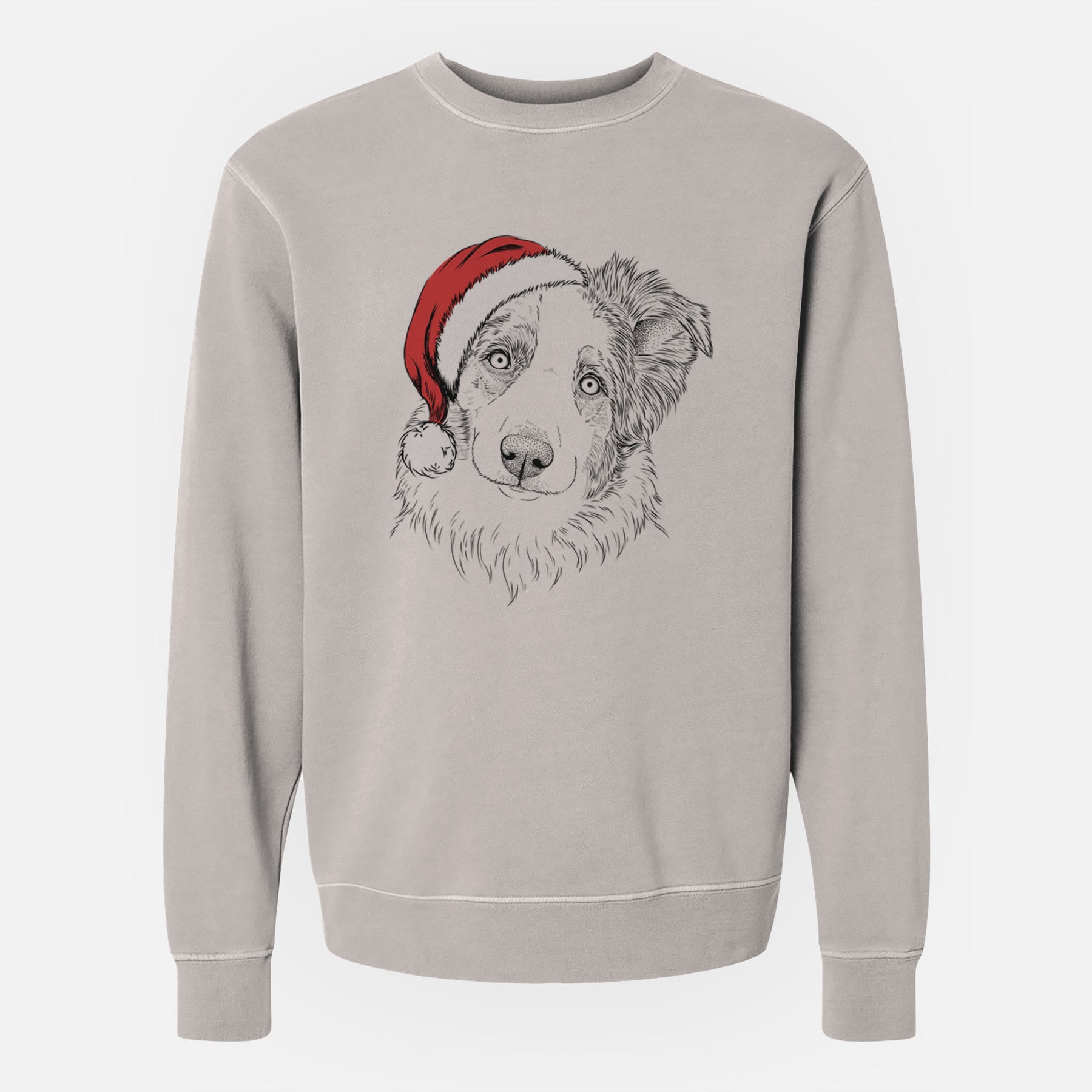 Santa HoneyBee the Miniature Australian Shepherd - Unisex Pigment Dyed Crew Sweatshirt