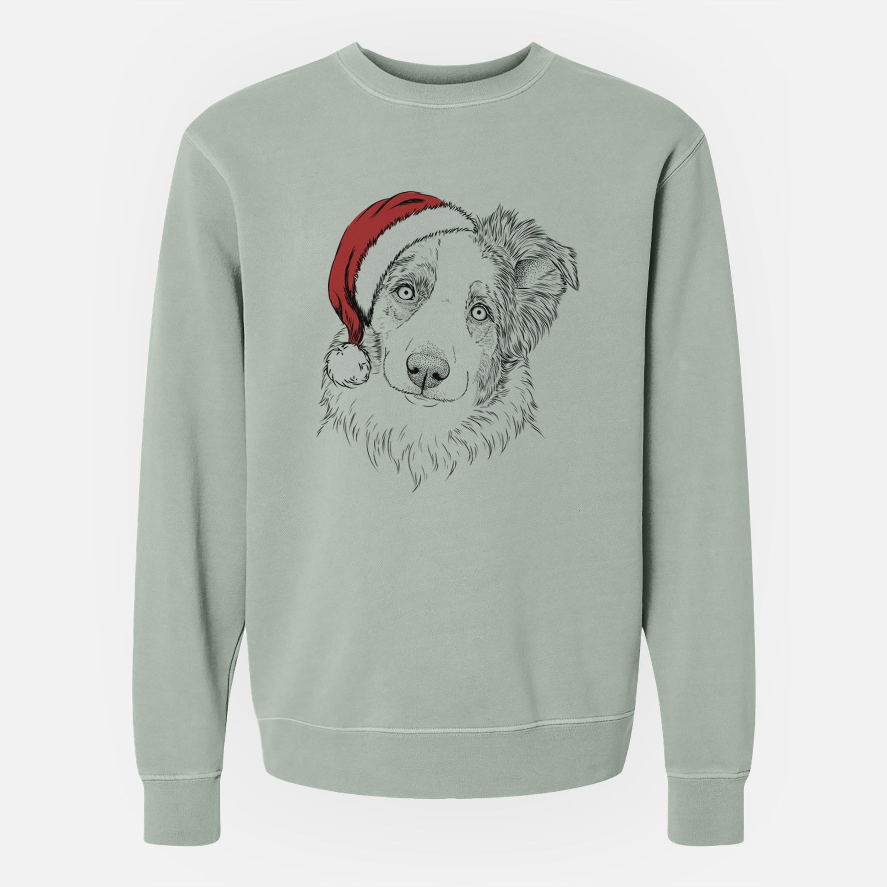 Santa HoneyBee the Miniature Australian Shepherd - Unisex Pigment Dyed Crew Sweatshirt