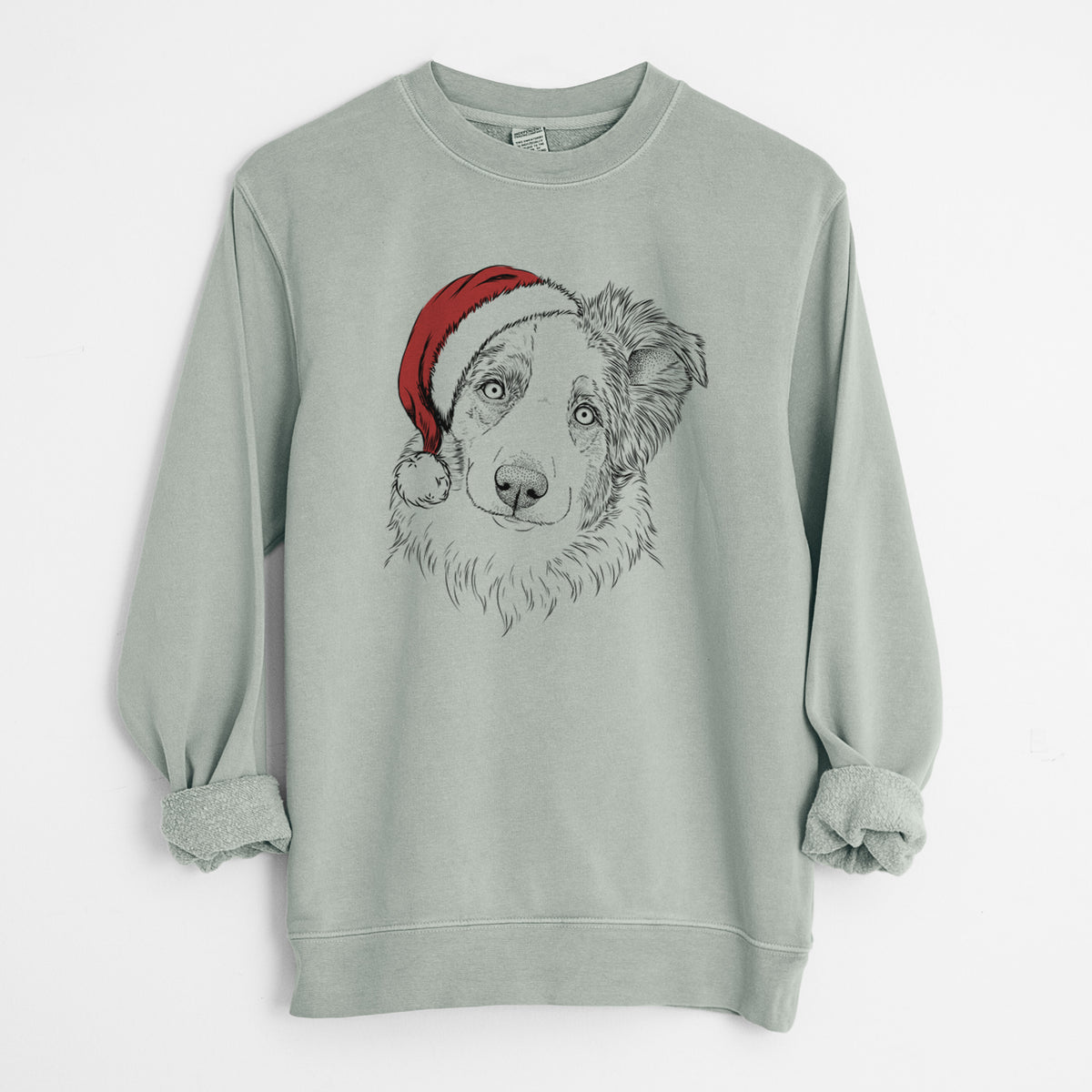 Santa HoneyBee the Miniature Australian Shepherd - Unisex Pigment Dyed Crew Sweatshirt