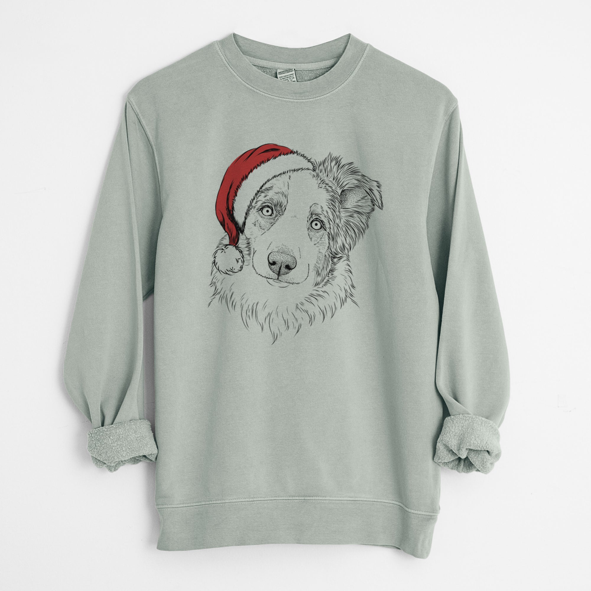 Santa HoneyBee the Miniature Australian Shepherd - Unisex Pigment Dyed Crew Sweatshirt