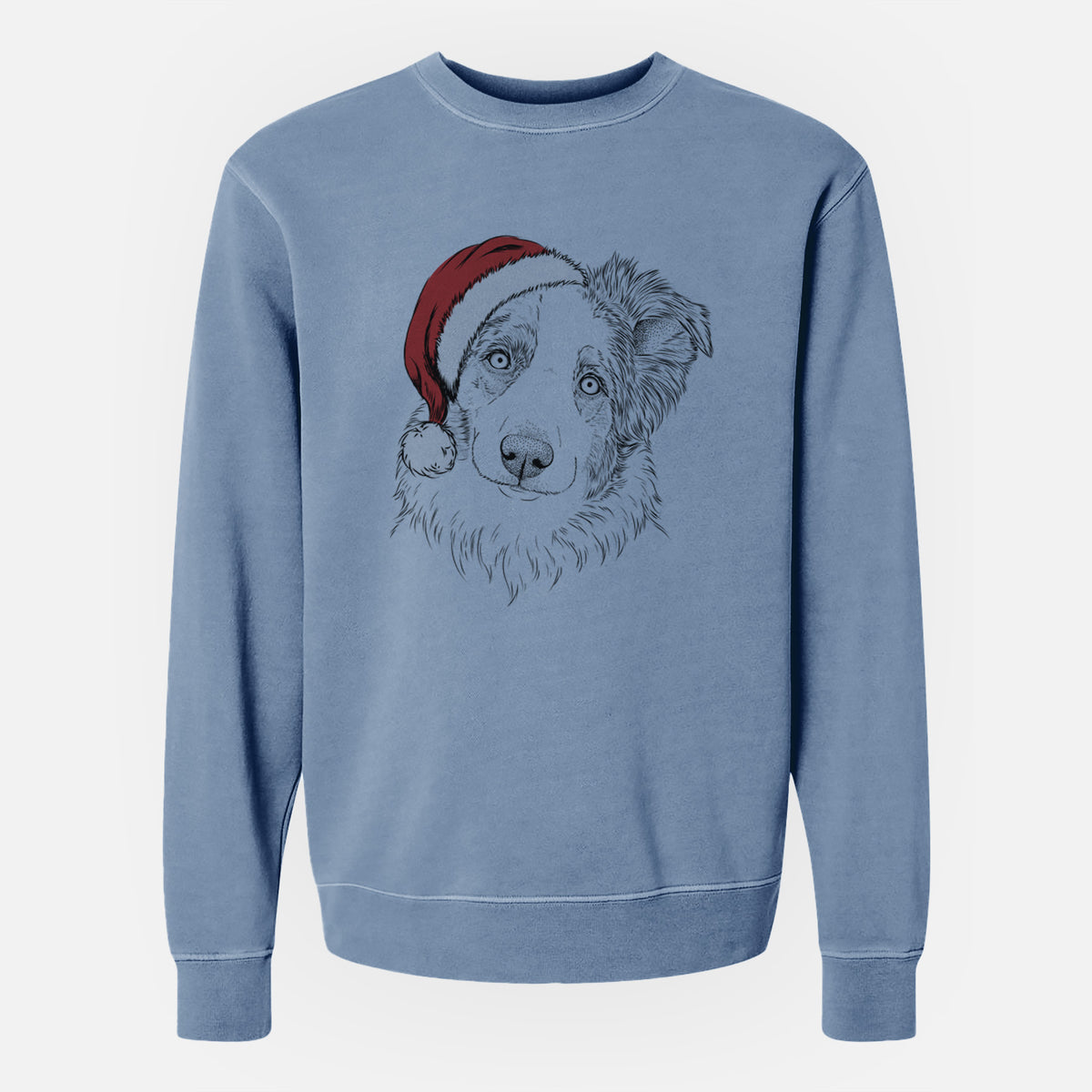 Santa HoneyBee the Miniature Australian Shepherd - Unisex Pigment Dyed Crew Sweatshirt