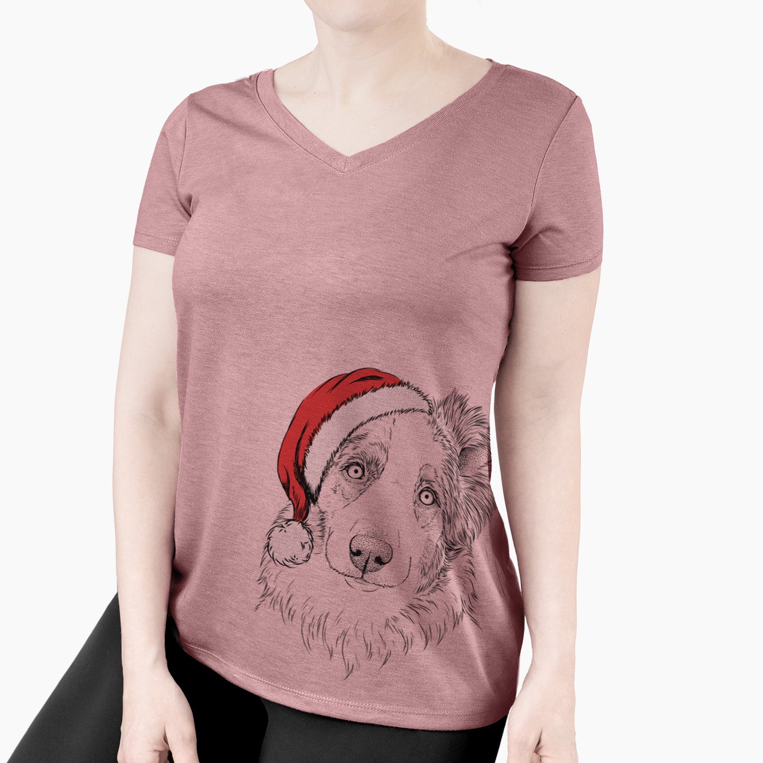 Santa HoneyBee the Miniature Australian Shepherd - Women's Perfect V-neck Shirt
