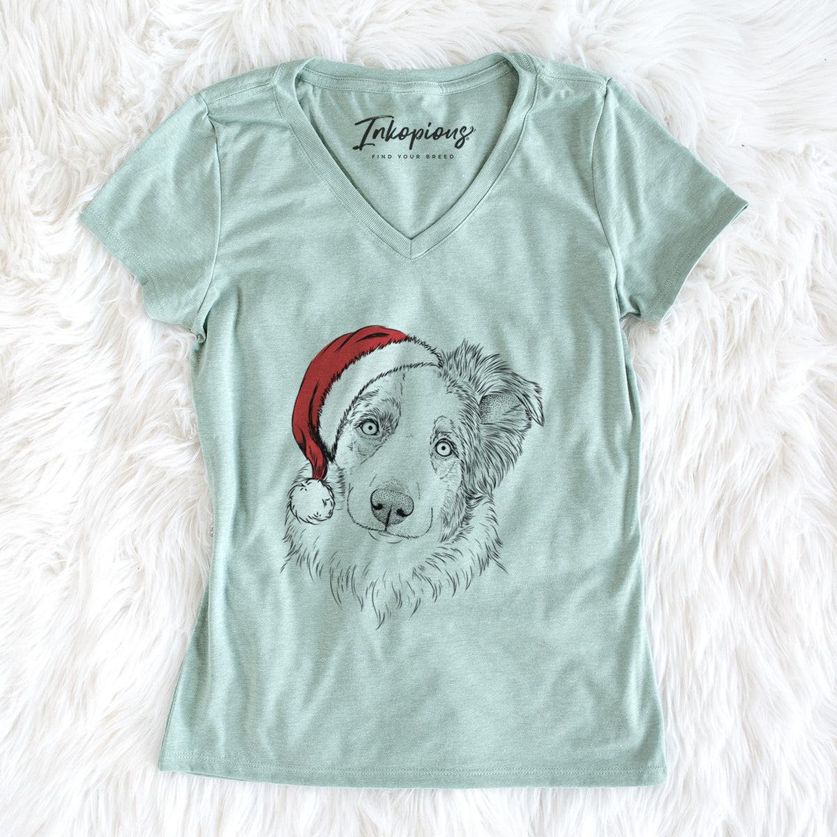 Santa HoneyBee the Miniature Australian Shepherd - Women's Perfect V-neck Shirt