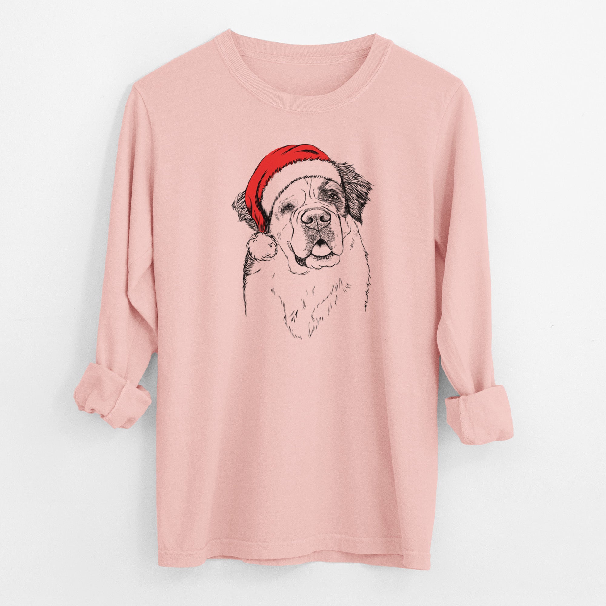 Santa Hook the Saint Bernard - Men's Heavyweight 100% Cotton Long Sleeve