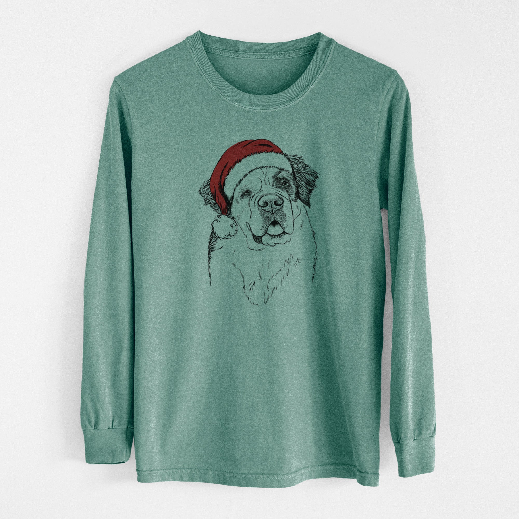 Santa Hook the Saint Bernard - Men's Heavyweight 100% Cotton Long Sleeve