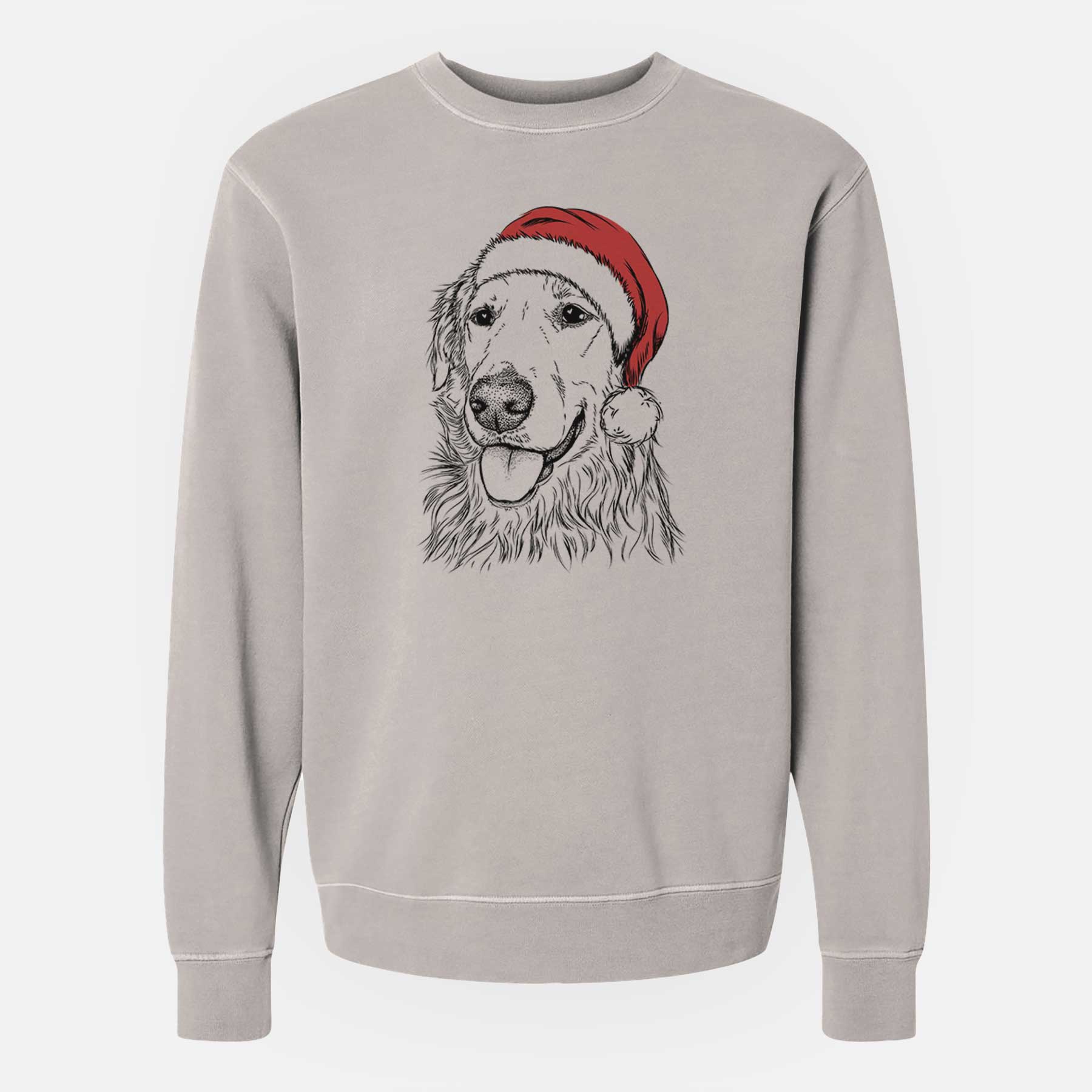 Santa Hopper the Golden Retriever - Unisex Pigment Dyed Crew Sweatshirt