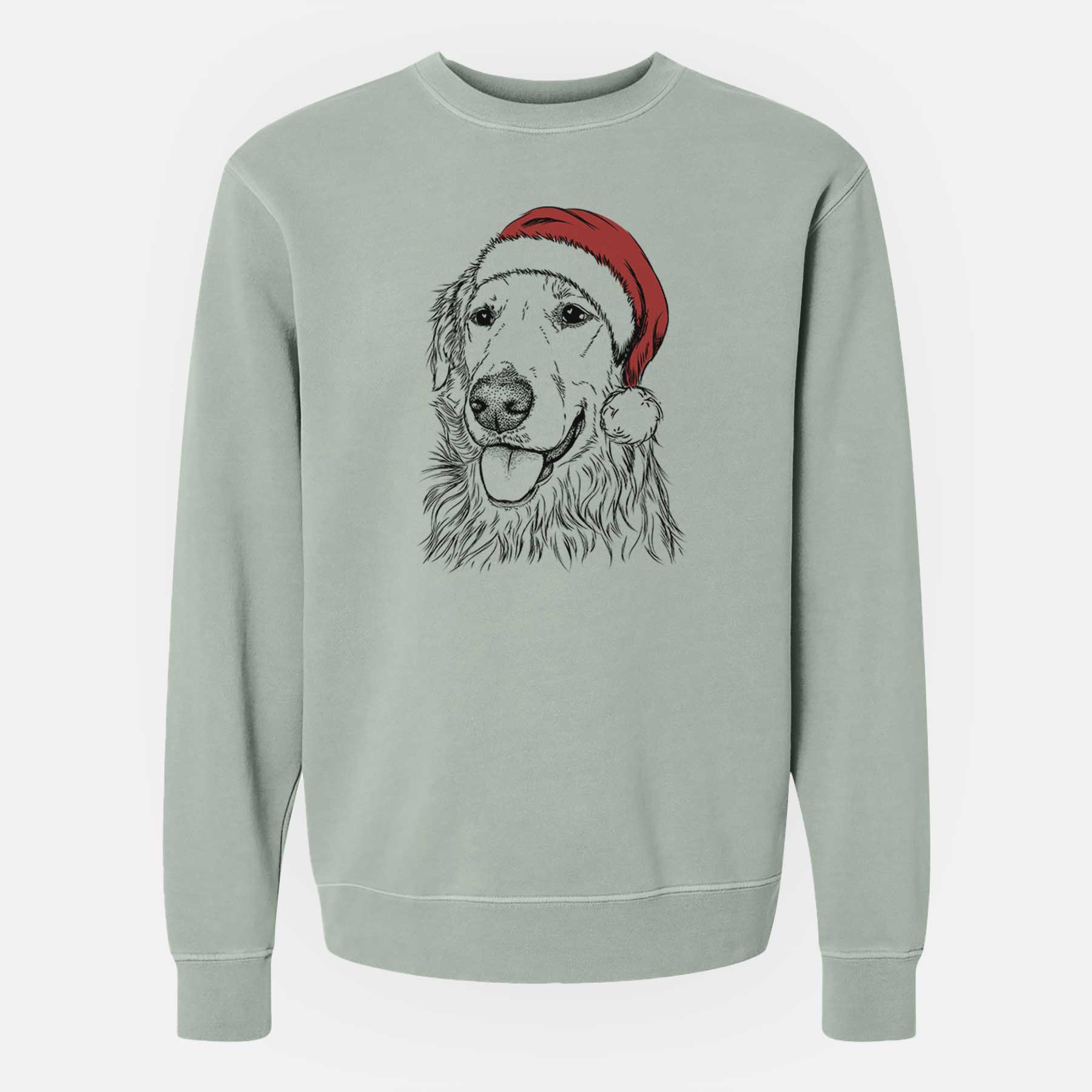 Santa Hopper the Golden Retriever - Unisex Pigment Dyed Crew Sweatshirt