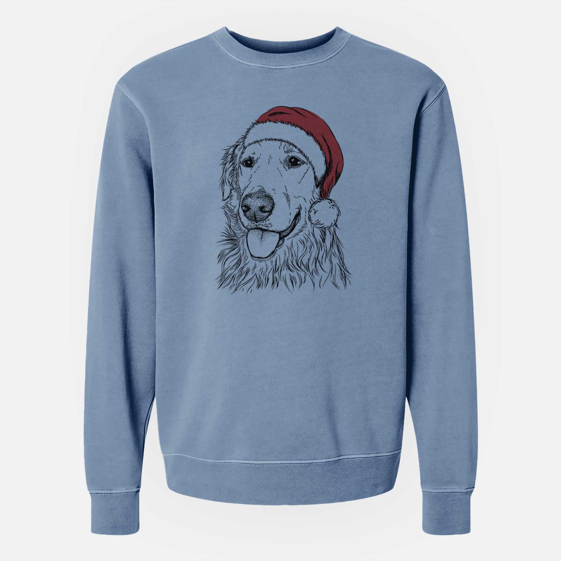 Santa Hopper the Golden Retriever - Unisex Pigment Dyed Crew Sweatshirt