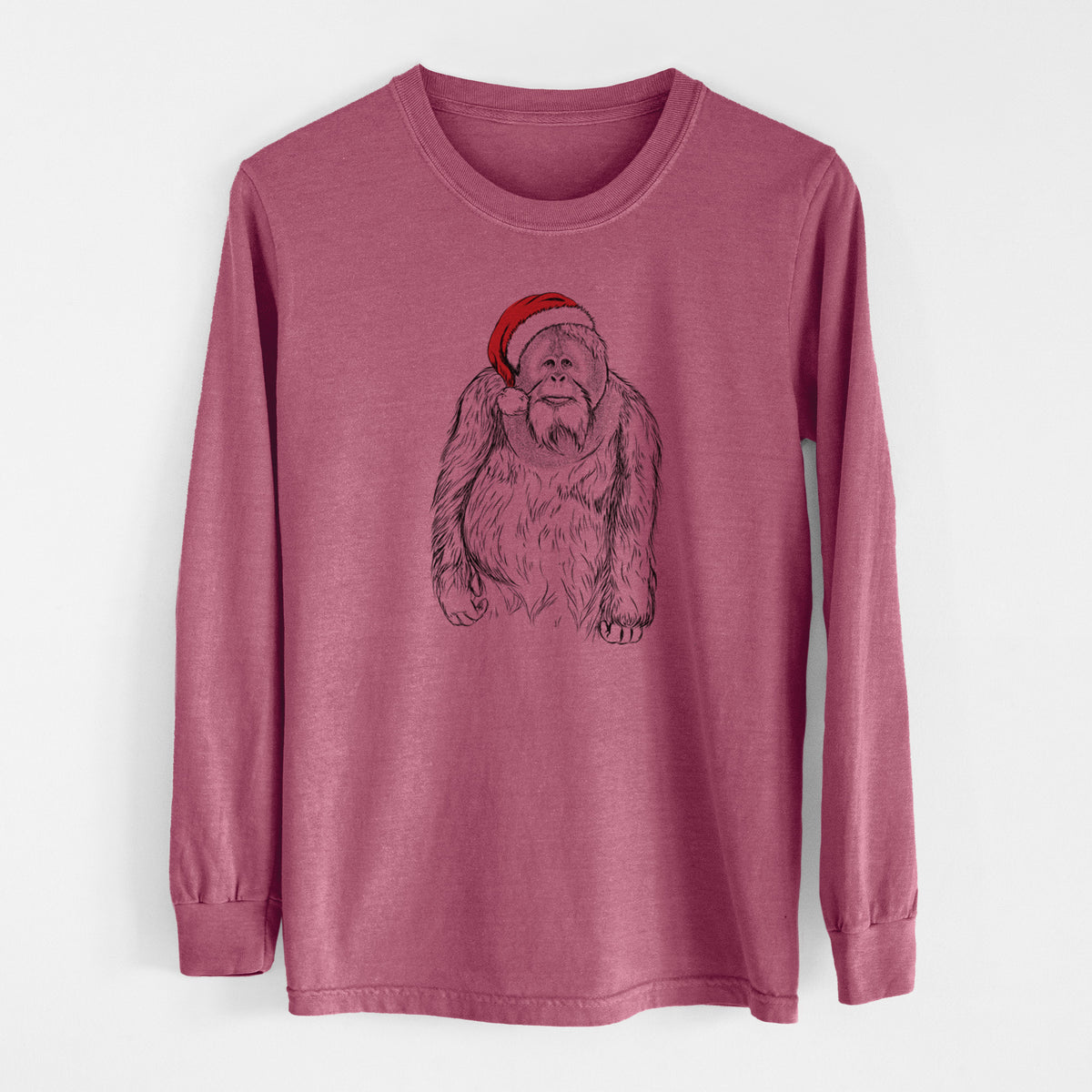 Santa Horace the Male Orangutan - Men's Heavyweight 100% Cotton Long Sleeve