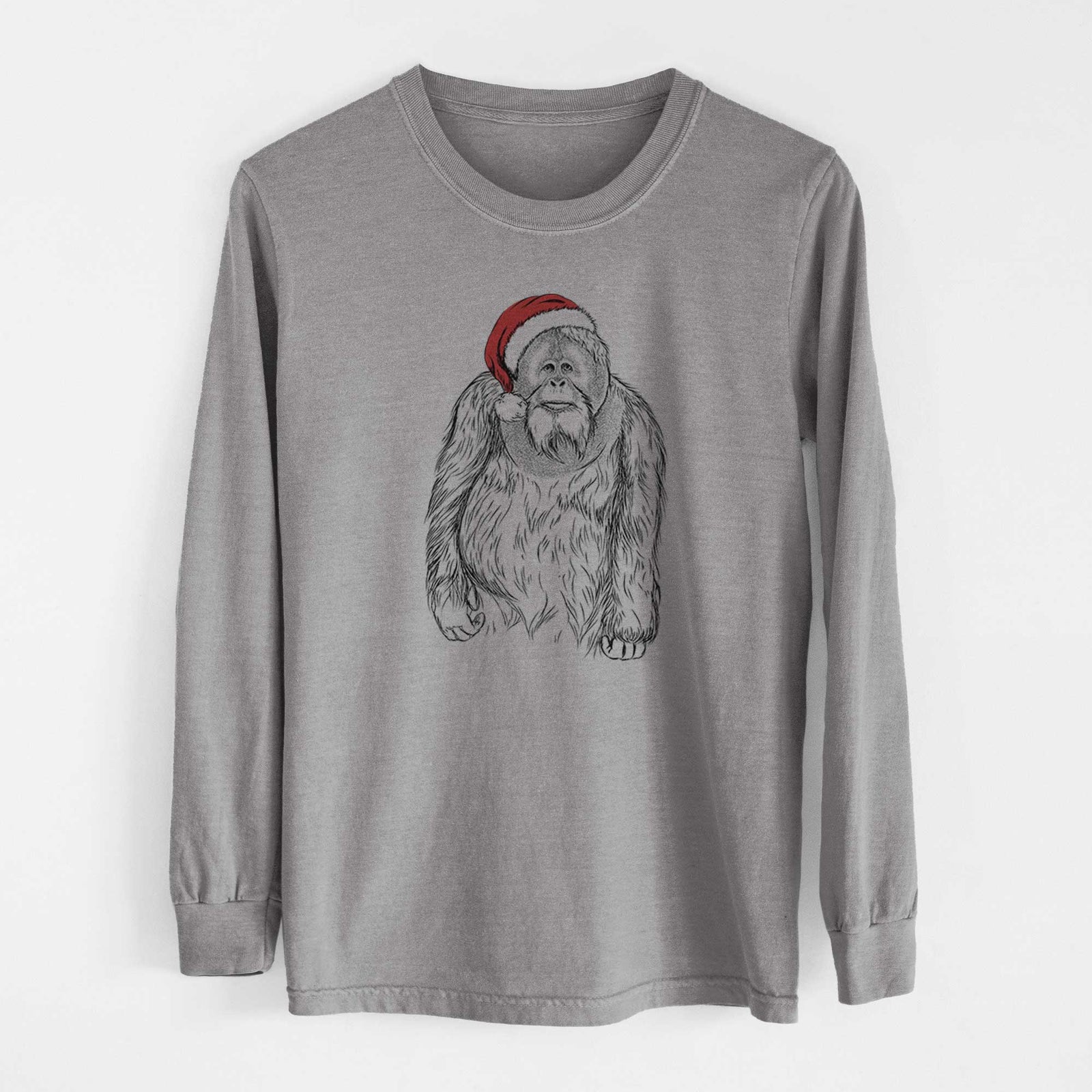 Santa Horace the Male Orangutan - Men's Heavyweight 100% Cotton Long Sleeve