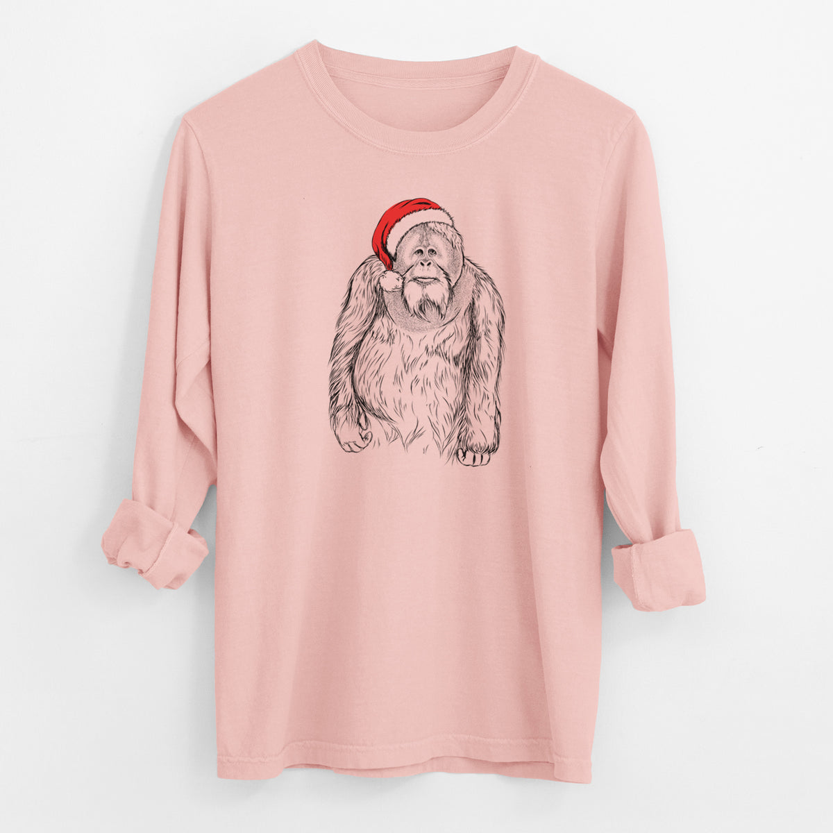 Santa Horace the Male Orangutan - Men's Heavyweight 100% Cotton Long Sleeve