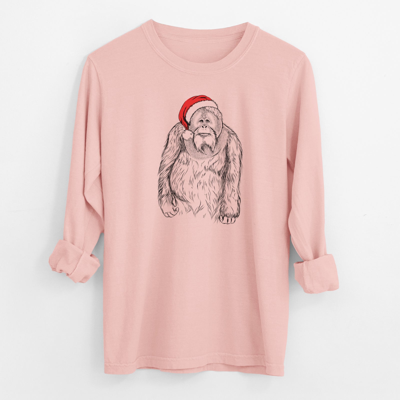 Santa Horace the Male Orangutan - Men's Heavyweight 100% Cotton Long Sleeve
