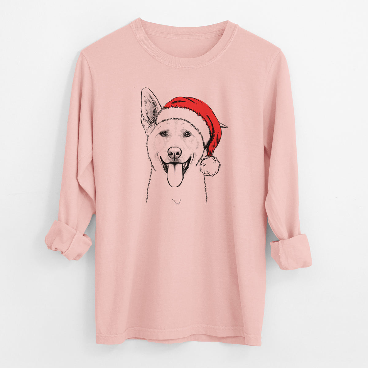 Santa Hoya the Korean Jindo - Men's Heavyweight 100% Cotton Long Sleeve