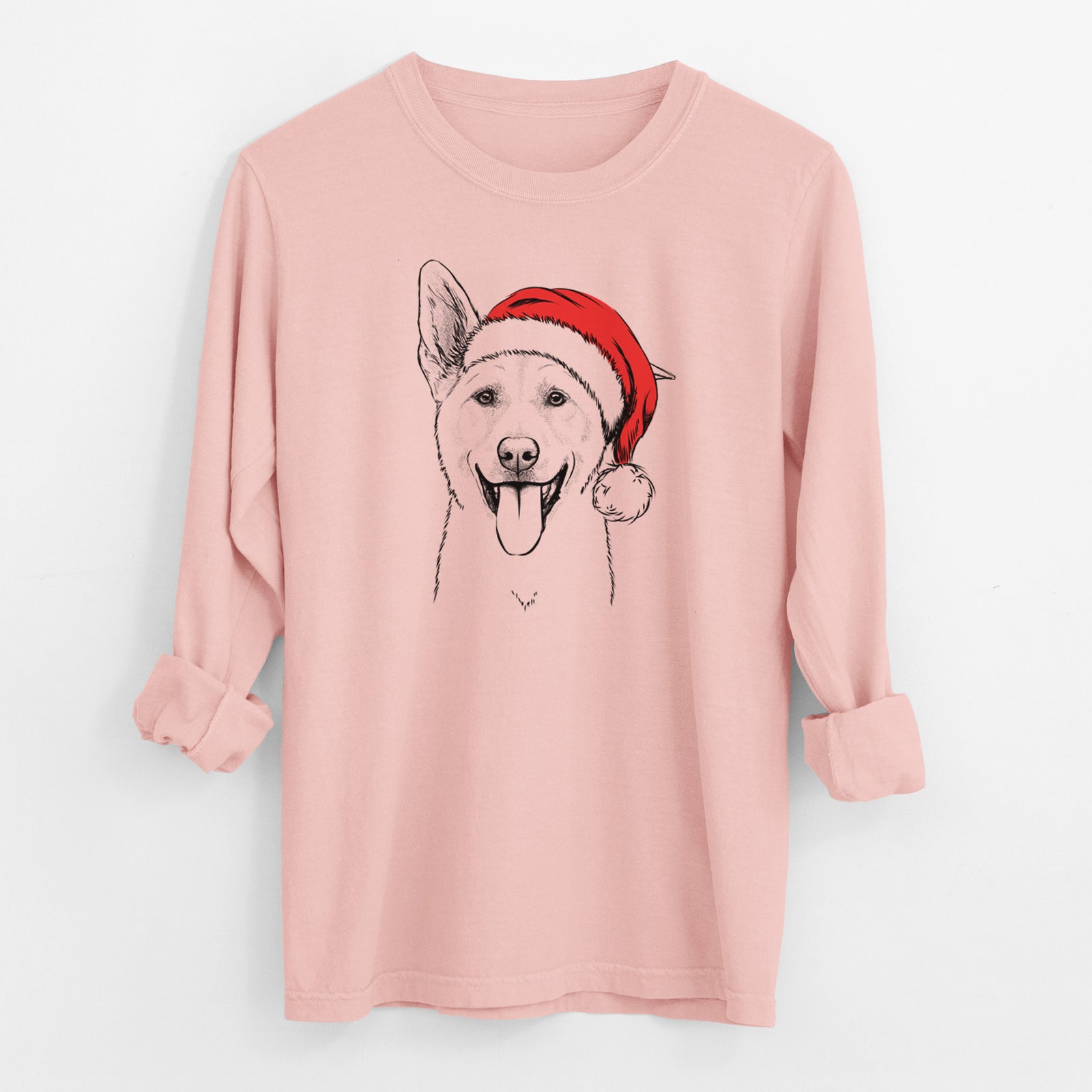 Santa Hoya the Korean Jindo - Men's Heavyweight 100% Cotton Long Sleeve