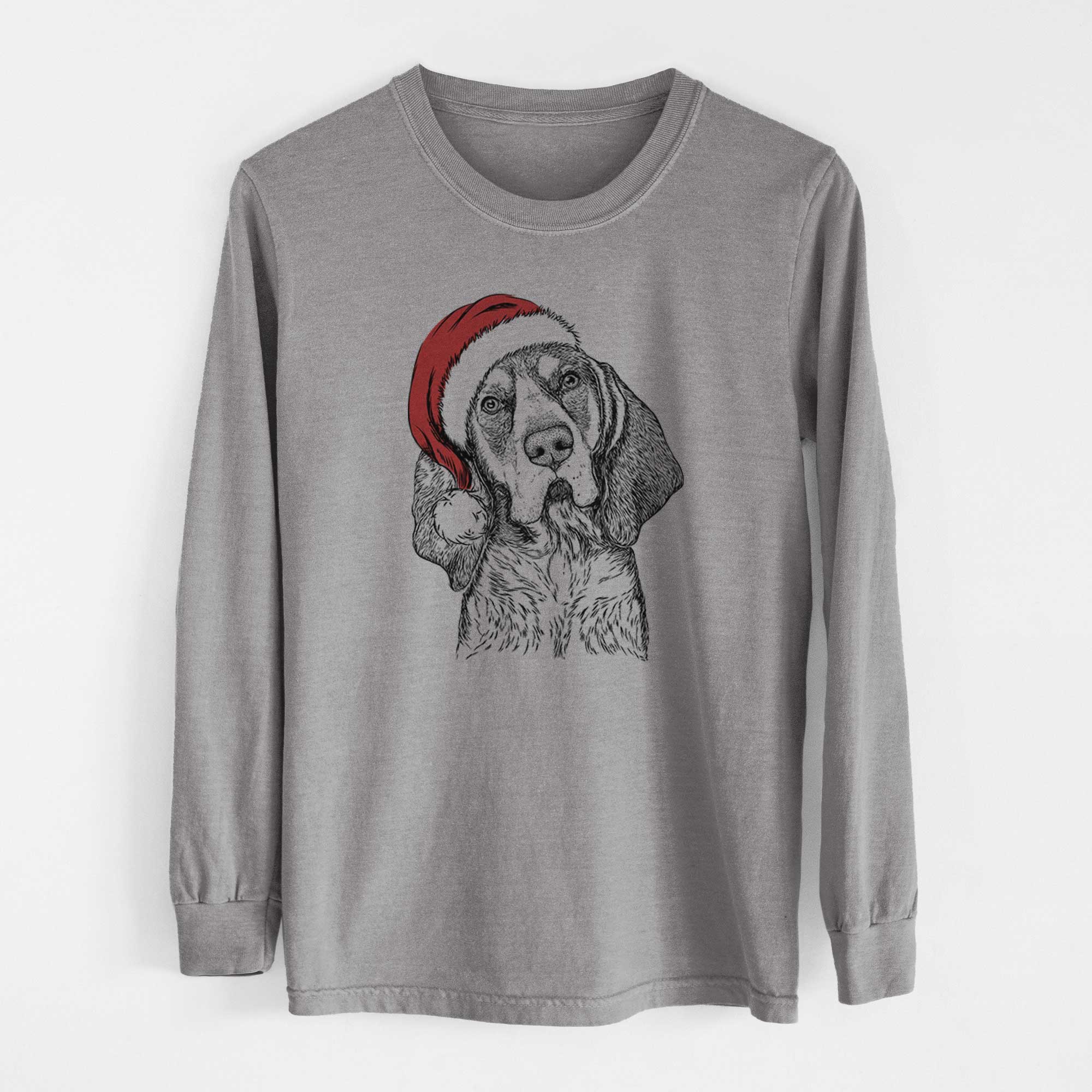 Santa Huck the Bluetick Coonhound - Men's Heavyweight 100% Cotton Long Sleeve