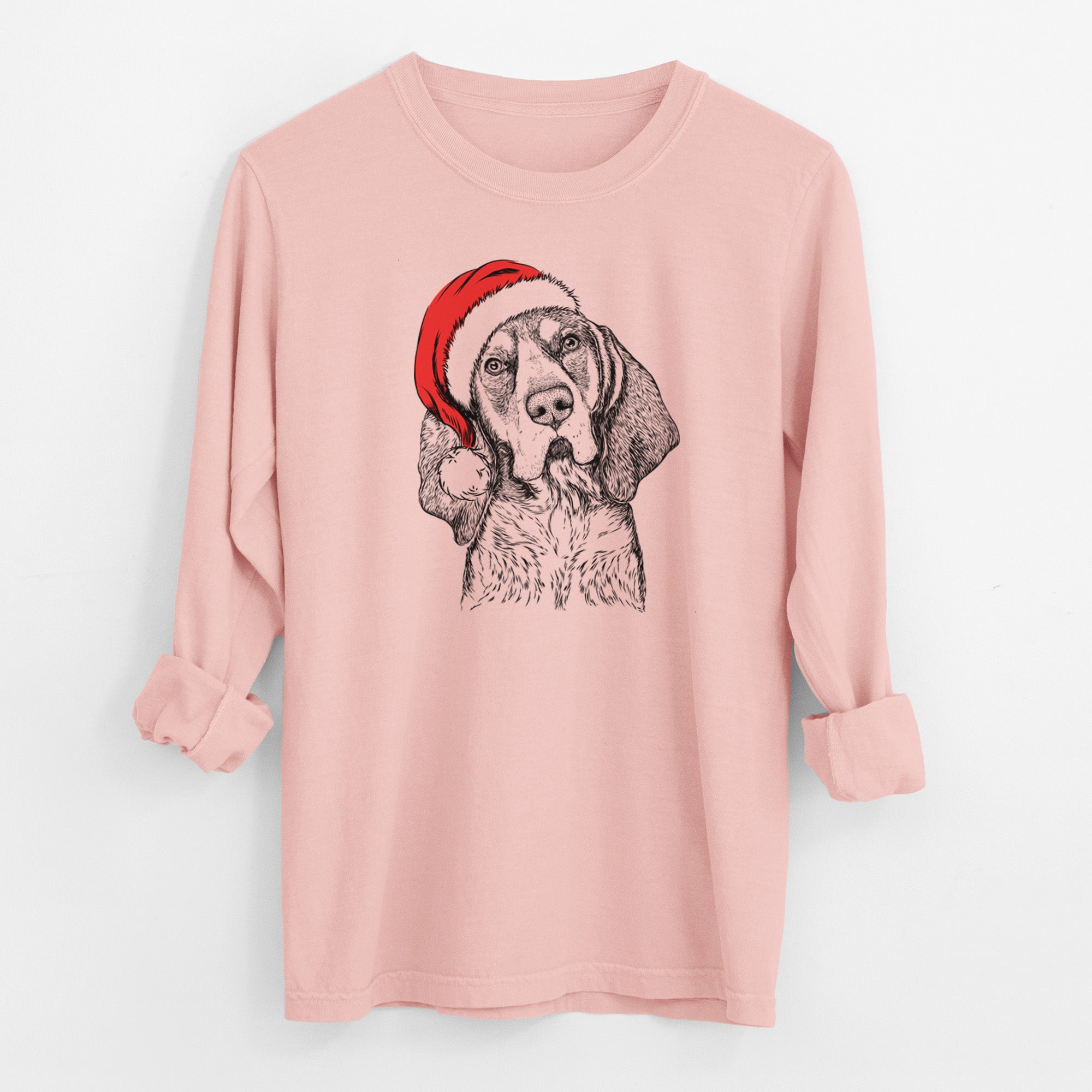 Santa Huck the Bluetick Coonhound - Men's Heavyweight 100% Cotton Long Sleeve