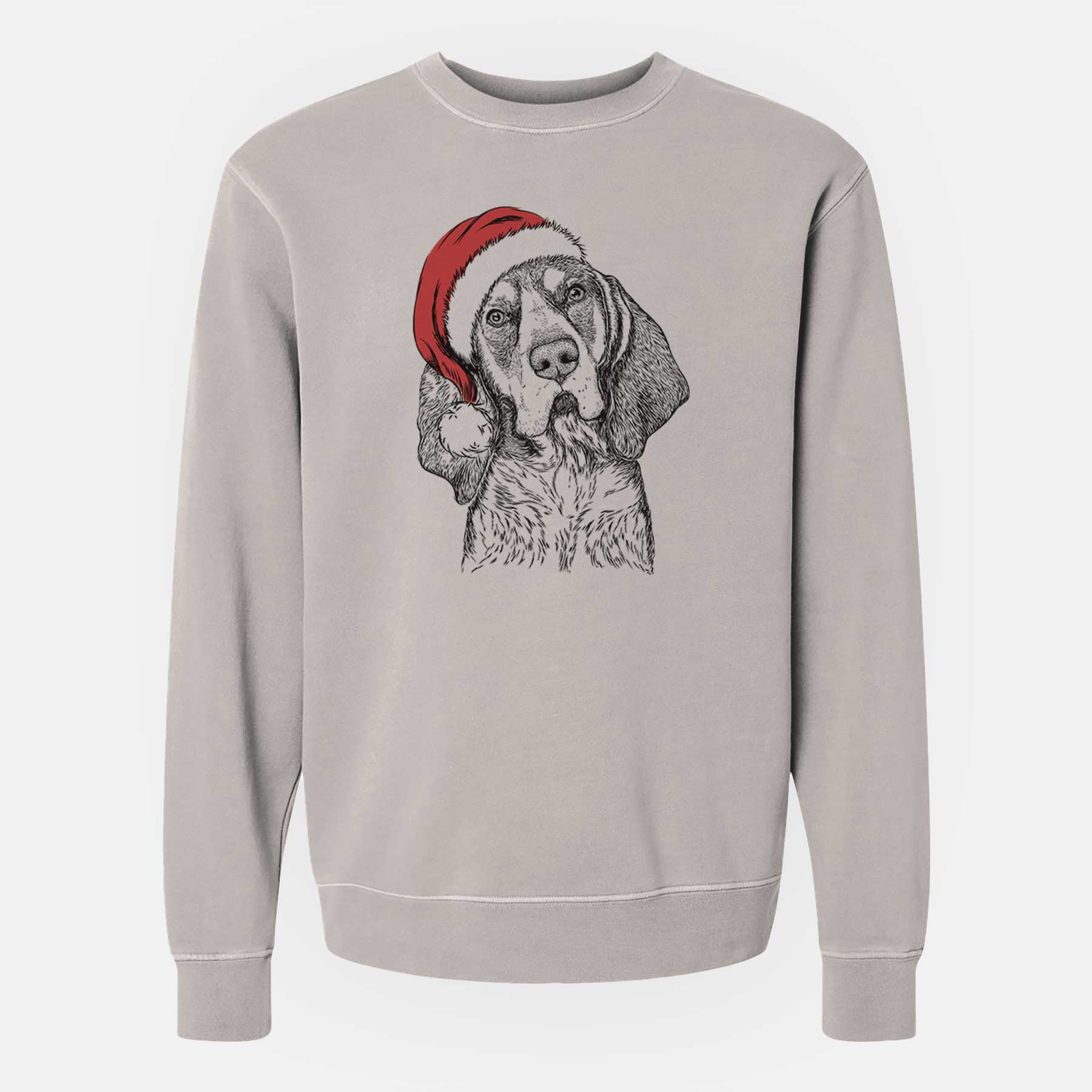 Santa Huck the Bluetick Coonhound - Unisex Pigment Dyed Crew Sweatshirt