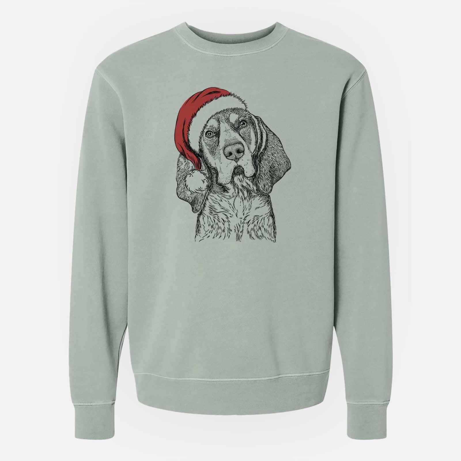 Santa Huck the Bluetick Coonhound - Unisex Pigment Dyed Crew Sweatshirt