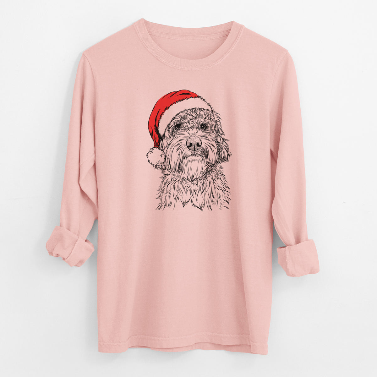 Santa Huckleberry the Australian Labradoodle - Men's Heavyweight 100% Cotton Long Sleeve