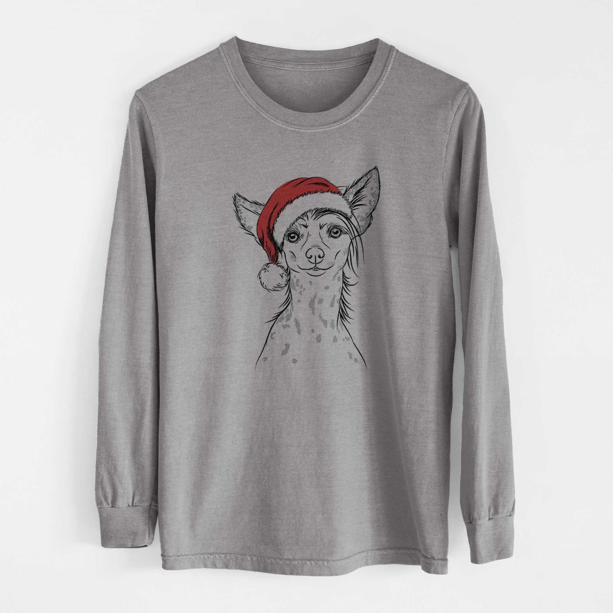 Santa Hudson the Chinese Crested - Men's Heavyweight 100% Cotton Long Sleeve