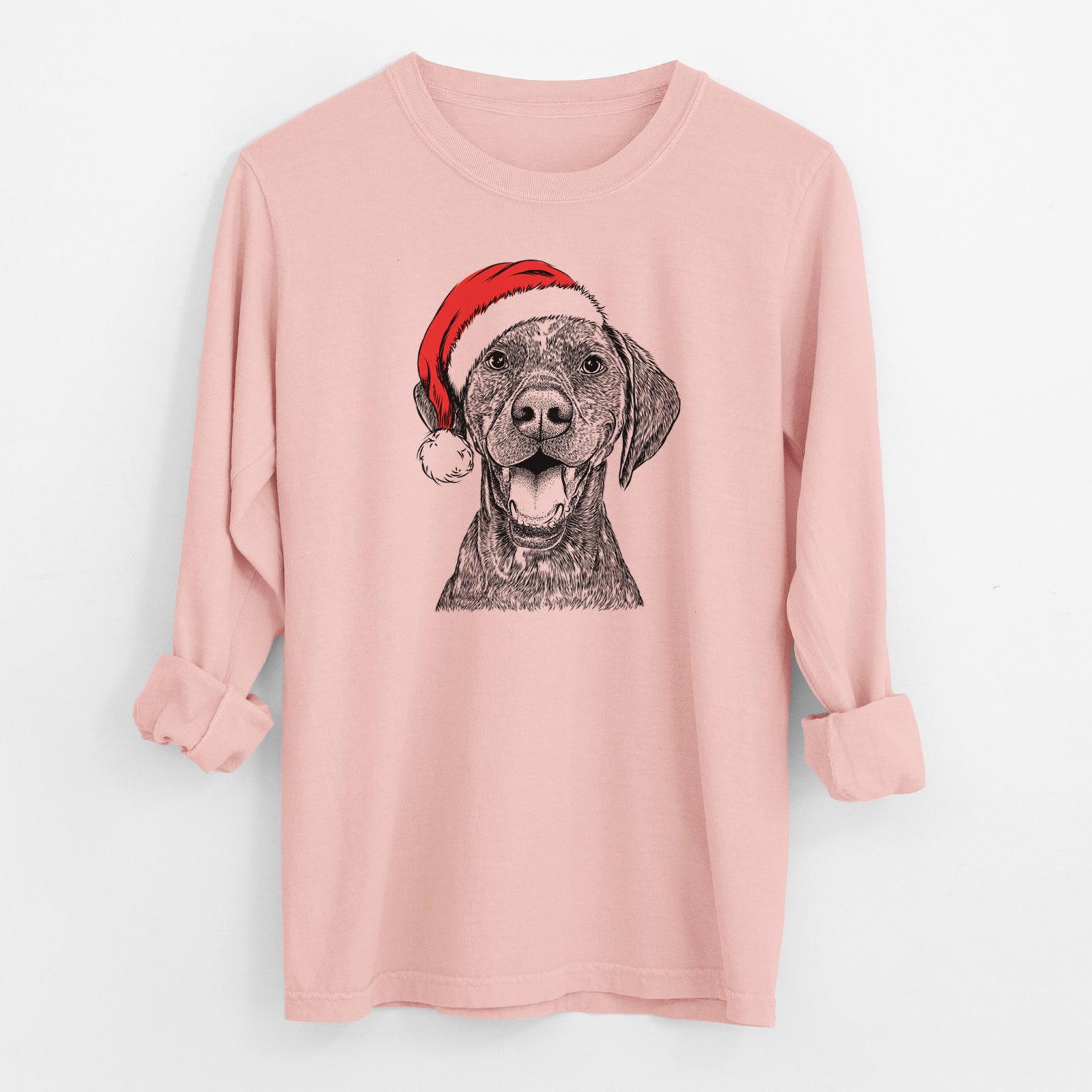 Santa Hudson the German Shorthaired Pointer - Men's Heavyweight 100% Cotton Long Sleeve