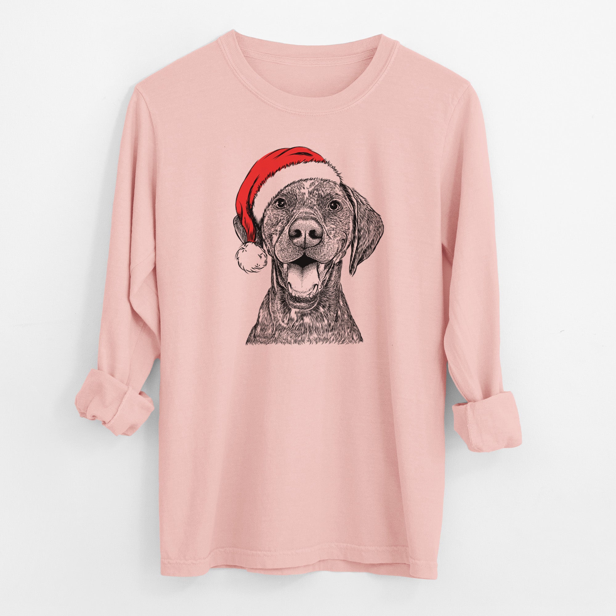 Santa Hudson the German Shorthaired Pointer - Men's Heavyweight 100% Cotton Long Sleeve