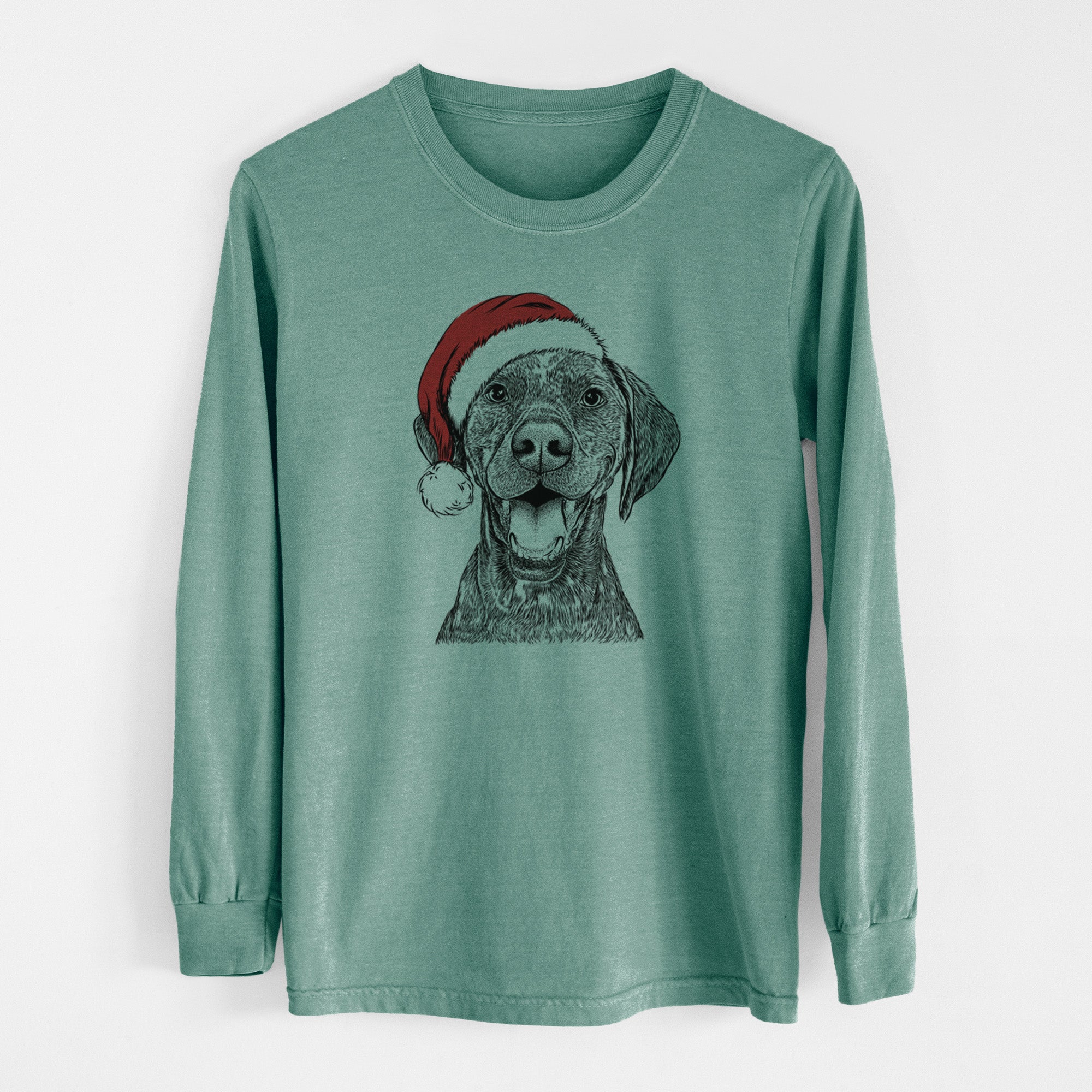 Santa Hudson the German Shorthaired Pointer - Men's Heavyweight 100% Cotton Long Sleeve