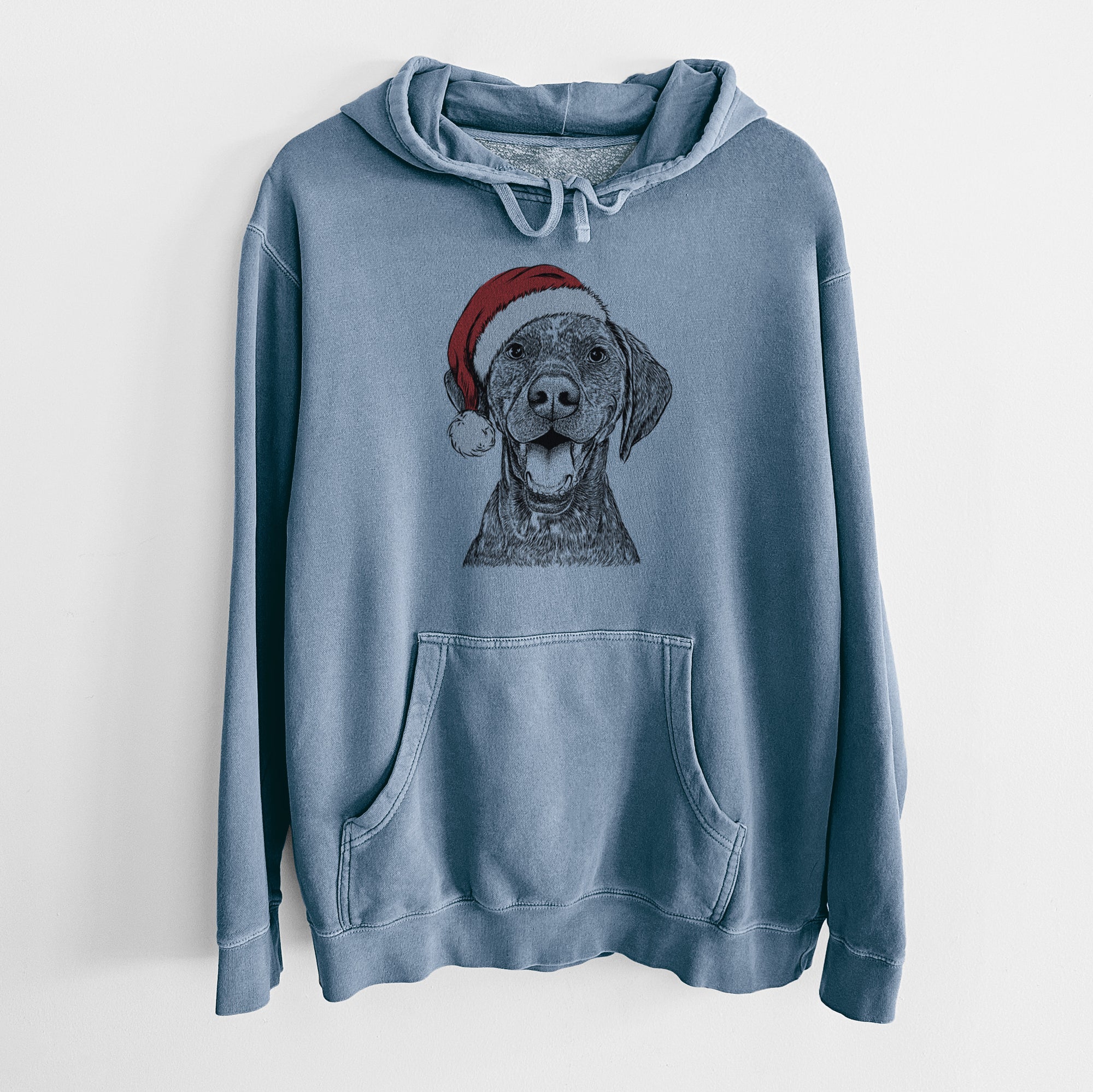 Santa Hat Hudson the German Shorthaired Pointer - Unisex Pigment Dyed Hoodie