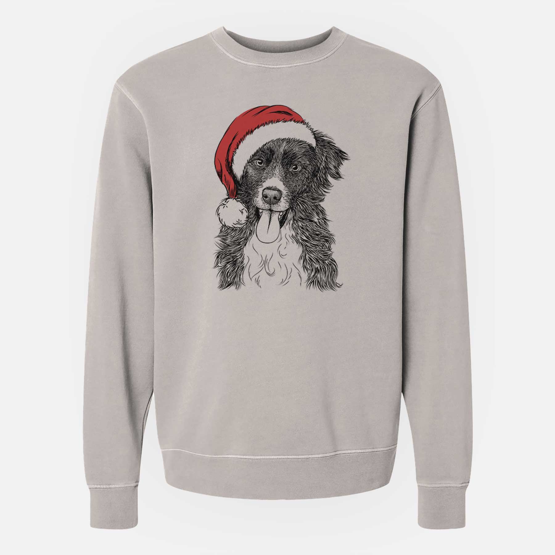 Santa Indi the Border Collie - Unisex Pigment Dyed Crew Sweatshirt