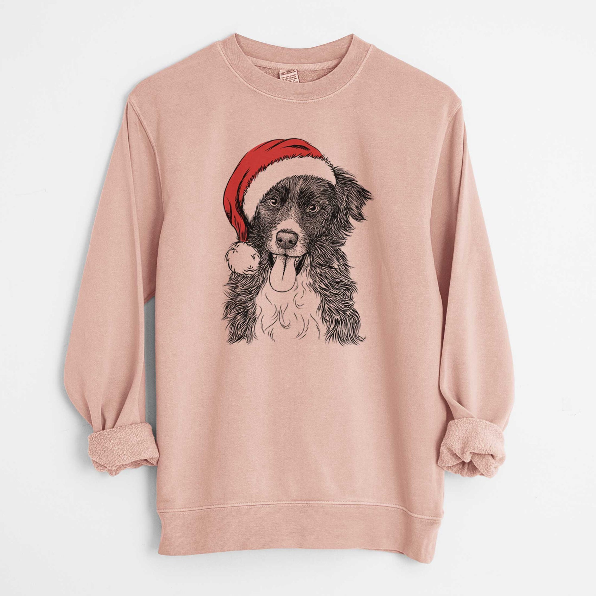 Santa Indi the Border Collie - Unisex Pigment Dyed Crew Sweatshirt